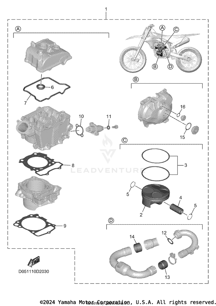 4 Piston Rebuilt Kit Schematic