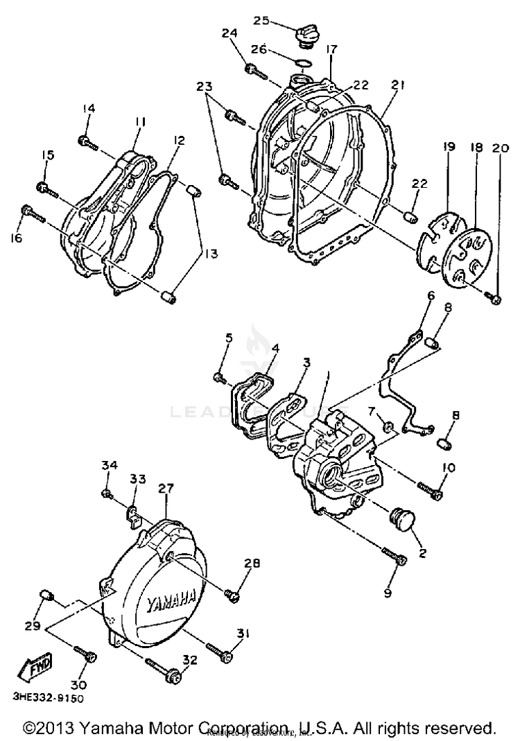 Crankcase Cover1 FZR600AC - 1990 Schematic