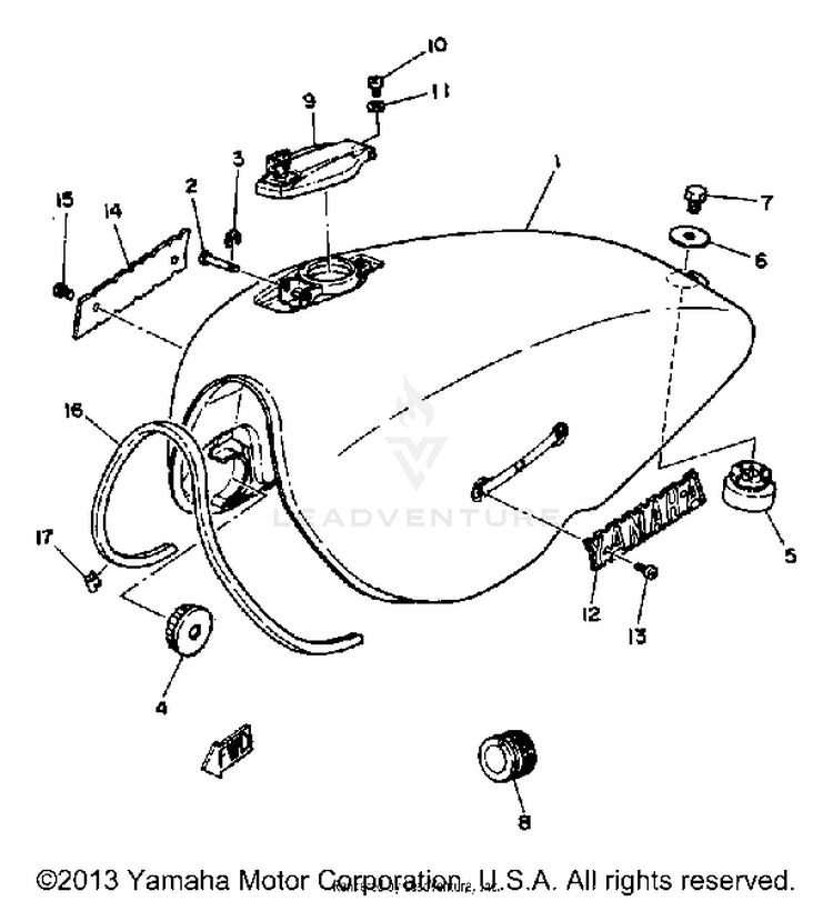 Fuel Tank XS1100SG - 1980 Schematic