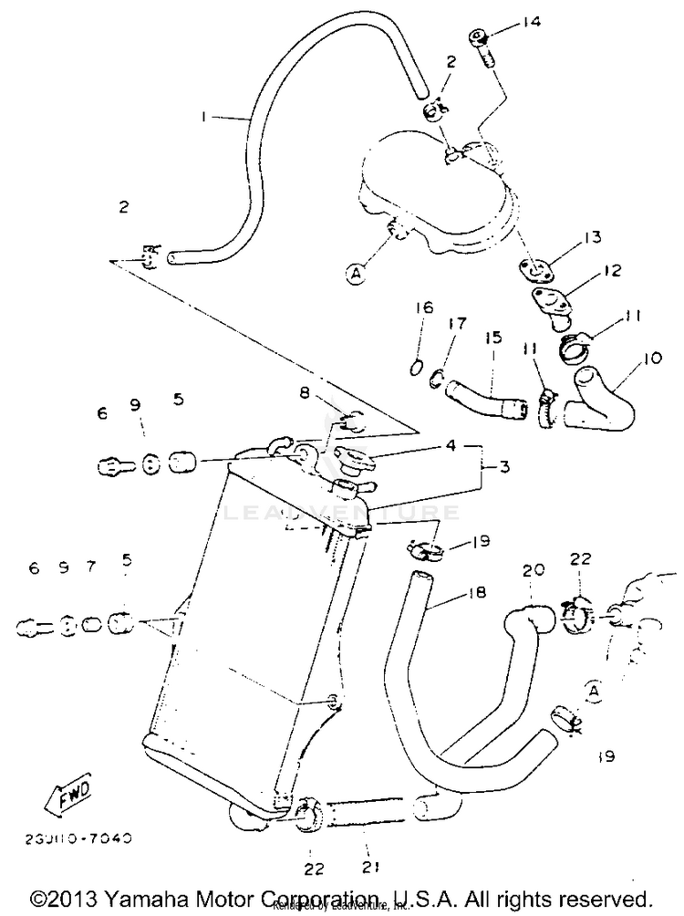 Radiator - Hose BANSHEE - YFZ350E - 1993 Schematic