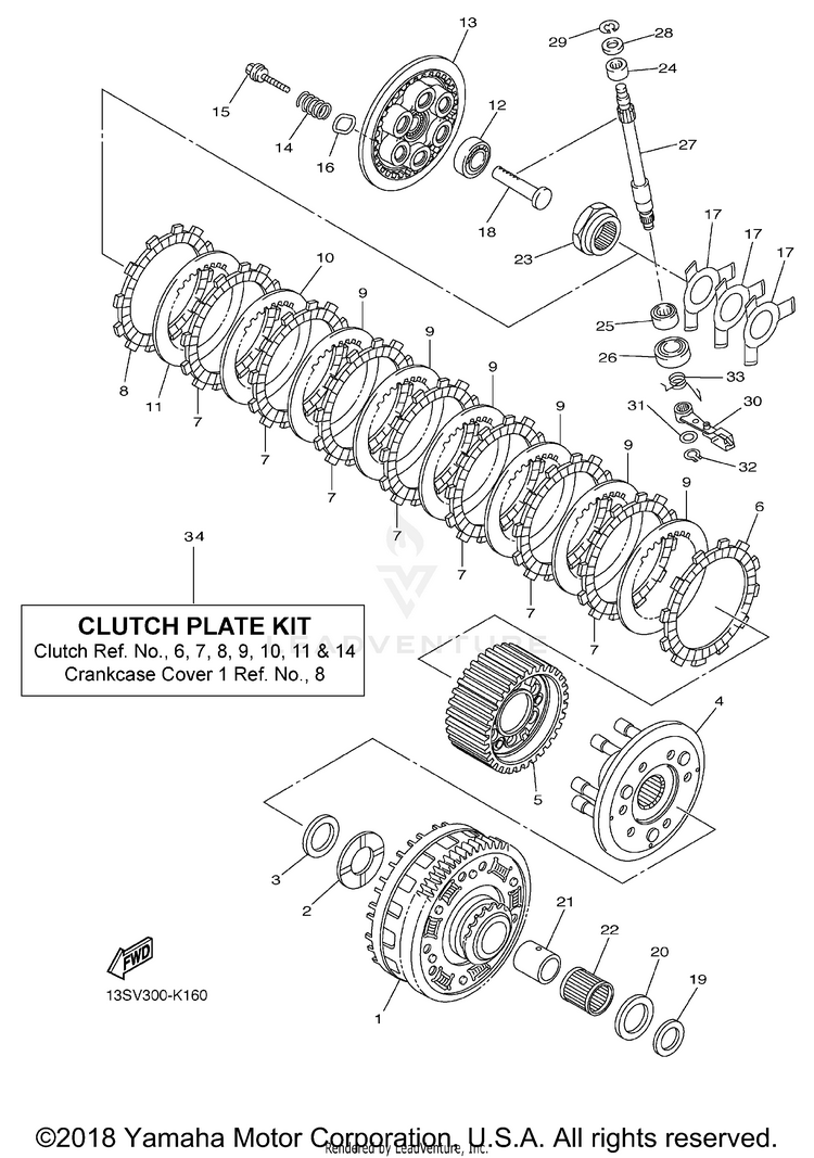 Clutch YZFR6 - YZFR6ACB - 2011 Schematic