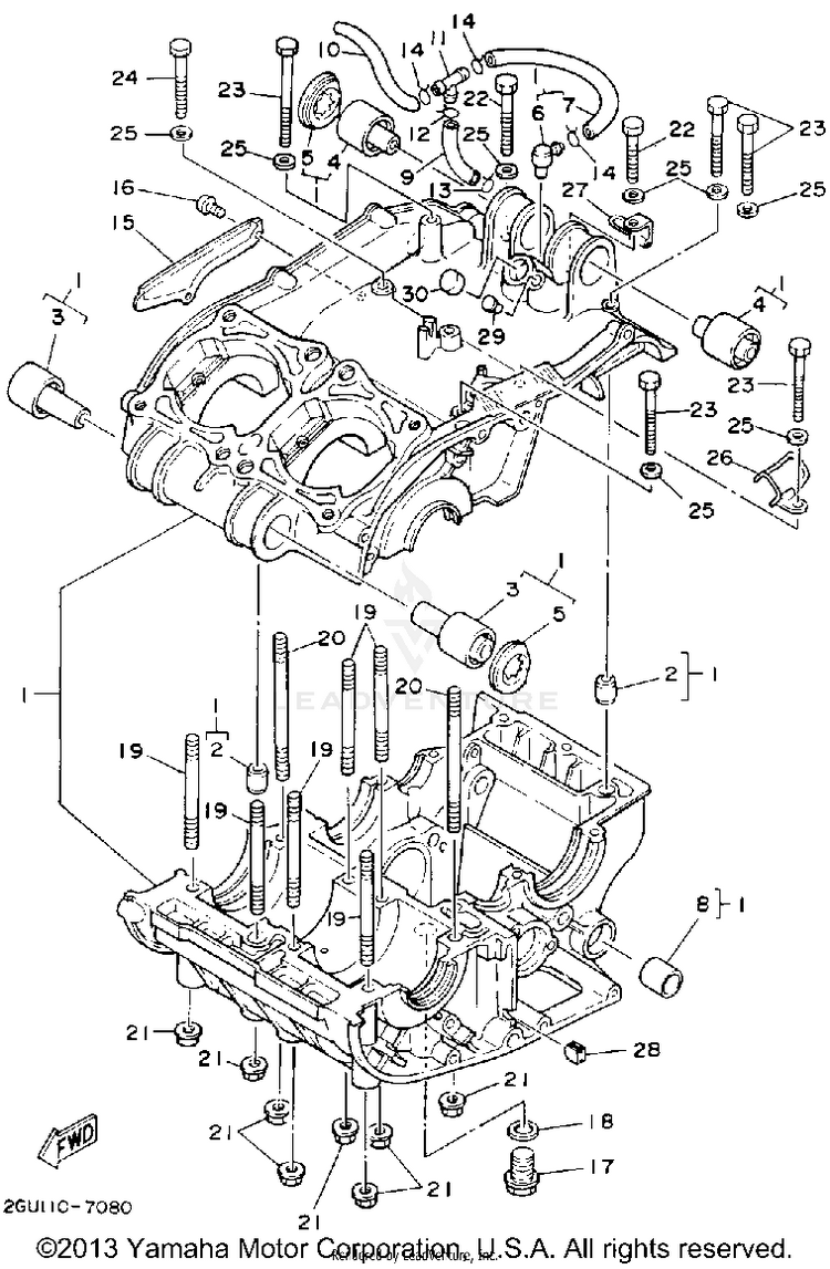 Crankcase BANSHEE - YFZ350D_MN - 1992 Schematic