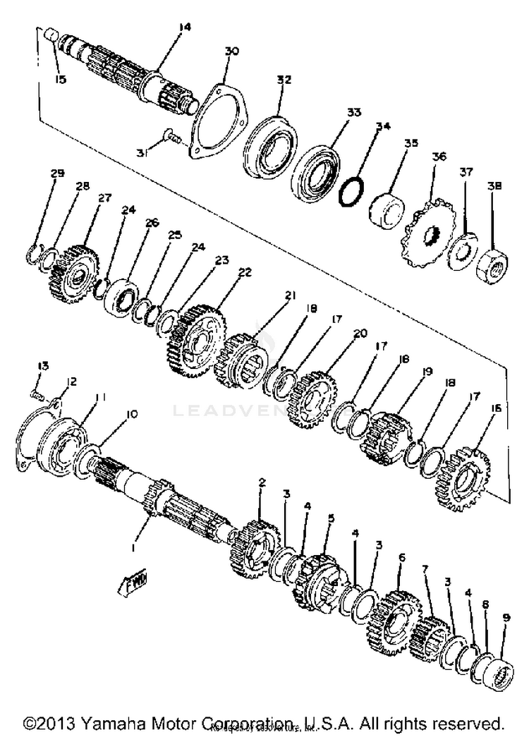 Transmission XT500E_205 - 1978 Schematic