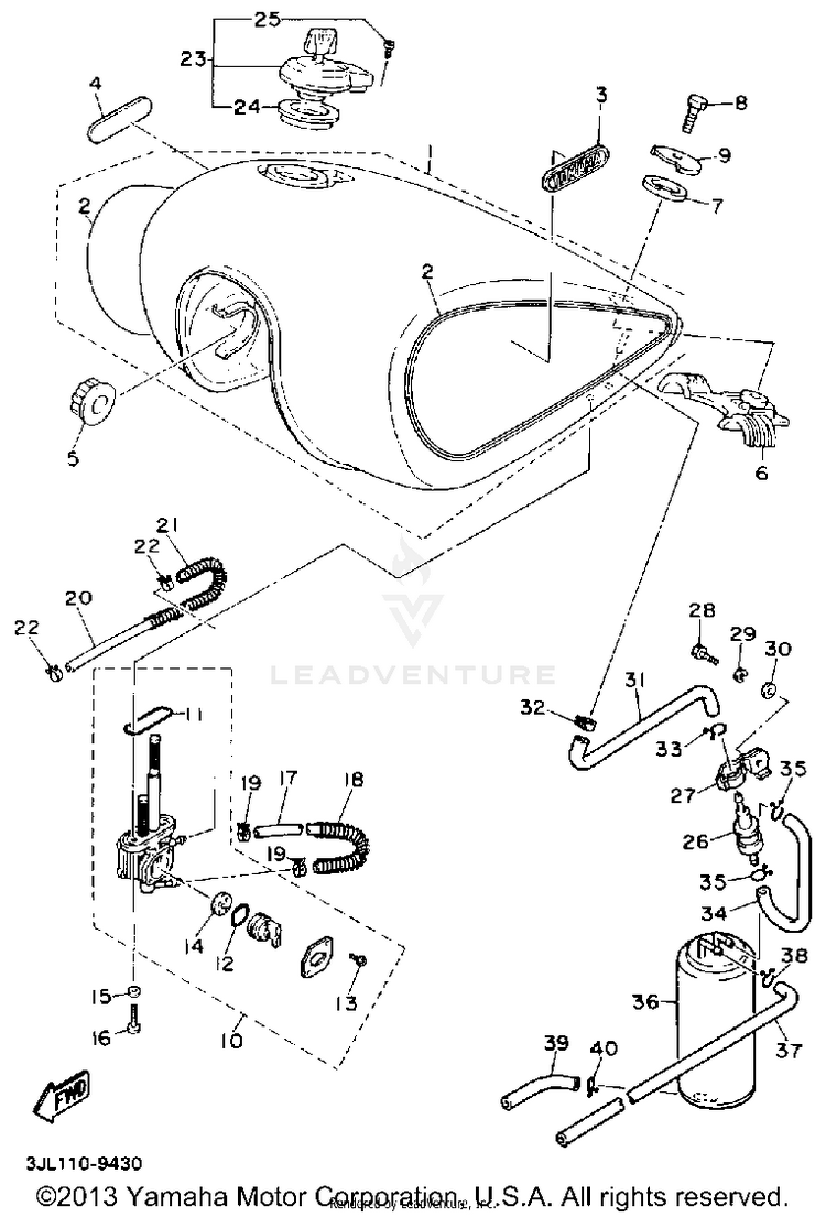 Fuel Tank California Model Only Schematic