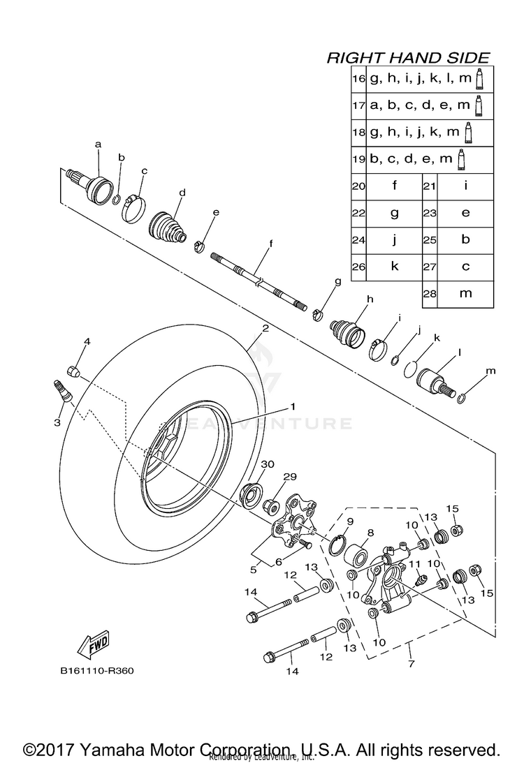 Rear Wheel 2 KODIAK 700 4WD HUNTER - YFM70KDHJH - 2018 Schematic