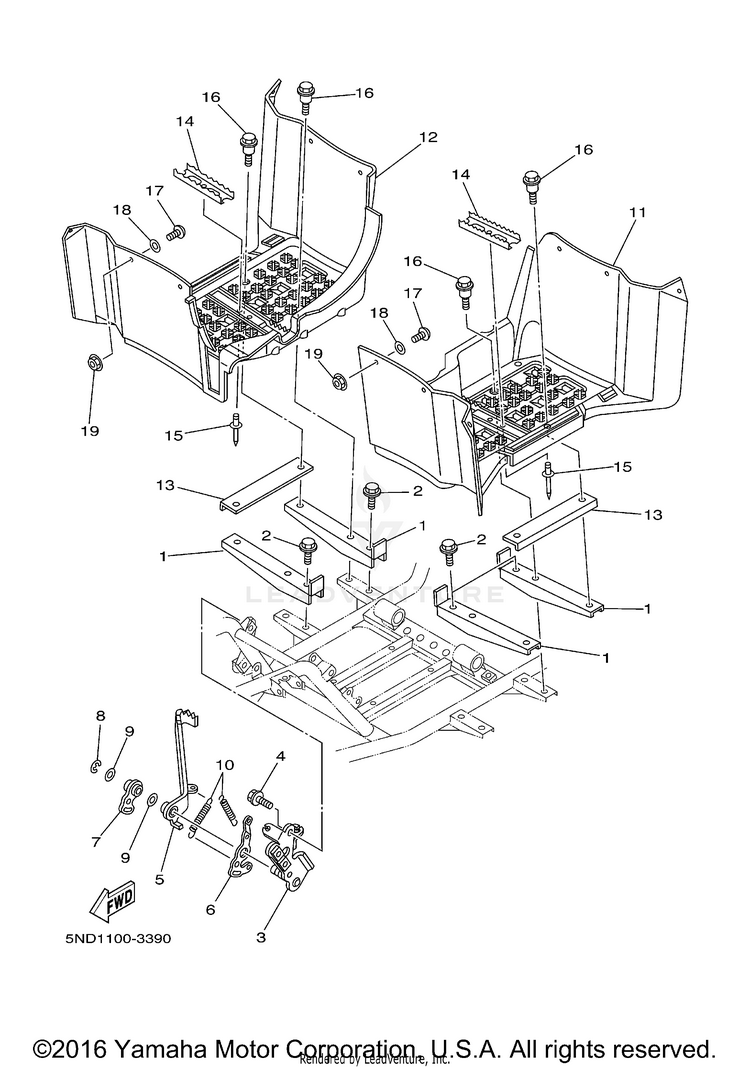 Stand Footrest KODIAK 450 4WD - YFM45FAV - 2006 Schematic