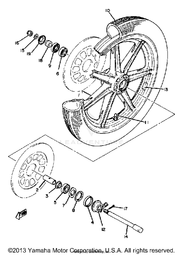 Front Wheel XS1100G - 1980 Schematic