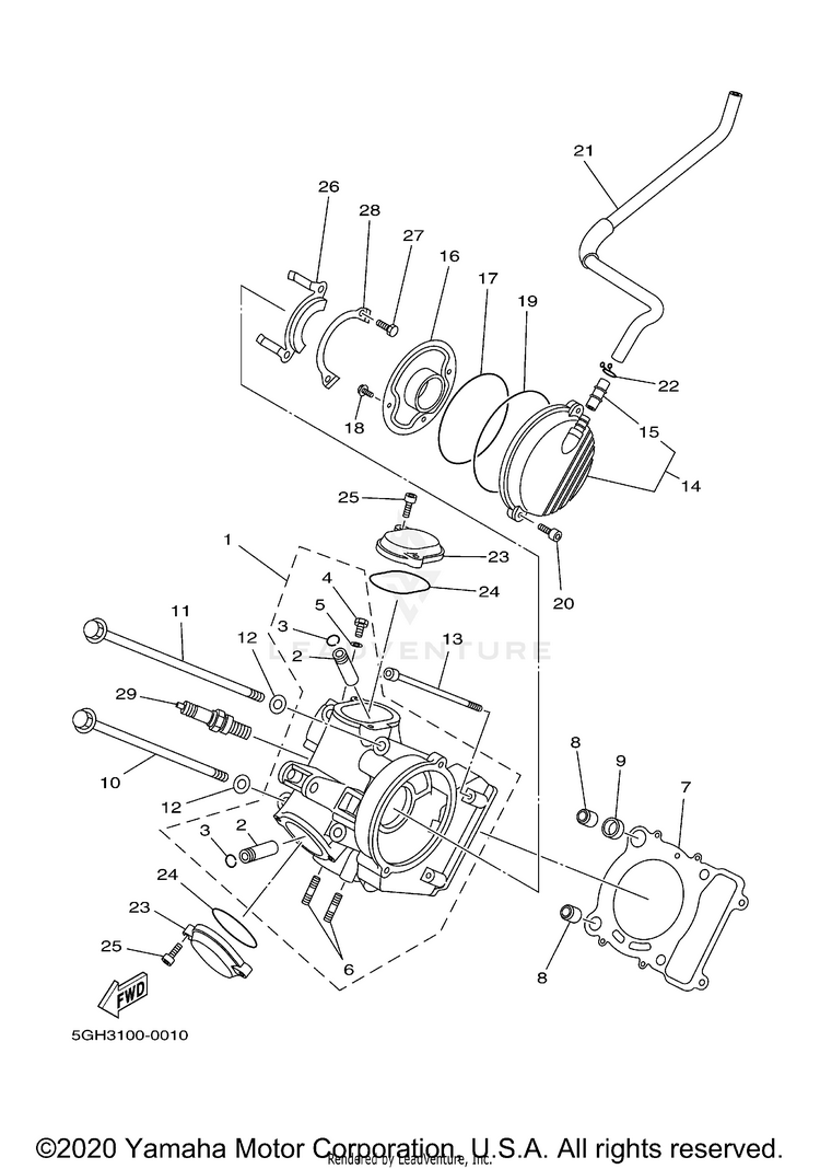 Cylinder Head KODIAK 4WD HUNTER - YFM400FAHN - 2001 Schematic