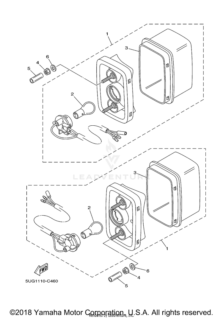 Taillight RHINO 450 HUNTER - YXR45FHX - 2008 Schematic