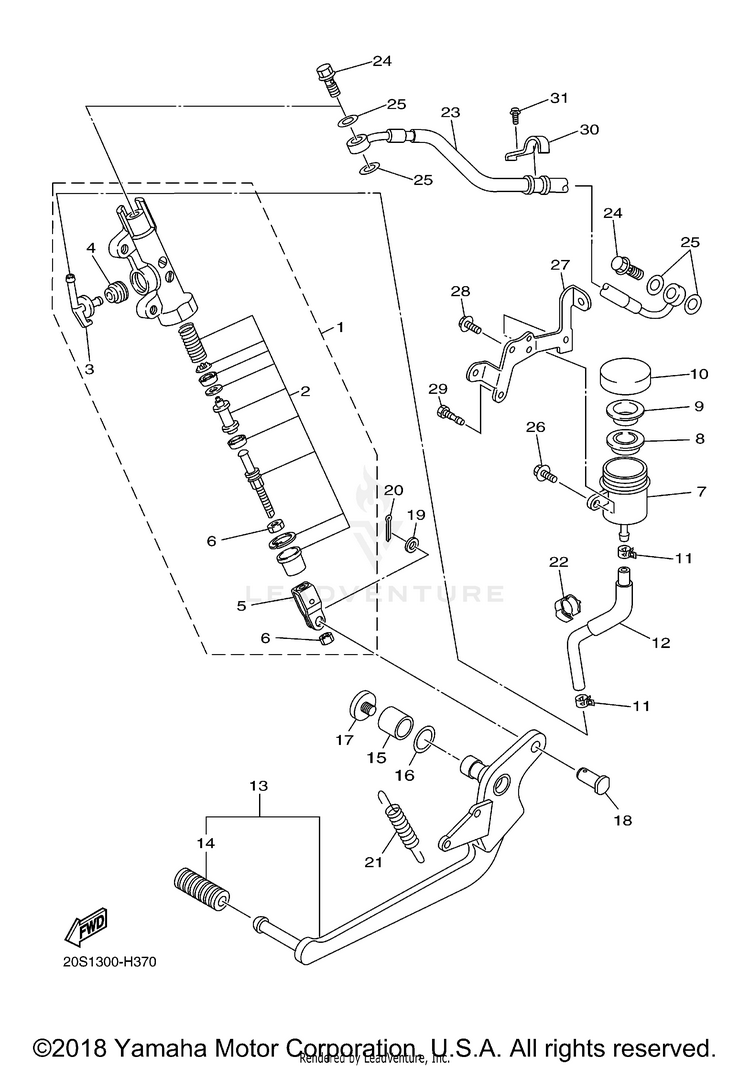 Rear Master Cylinder FZ6R - FZ6RACO - 2011 Schematic