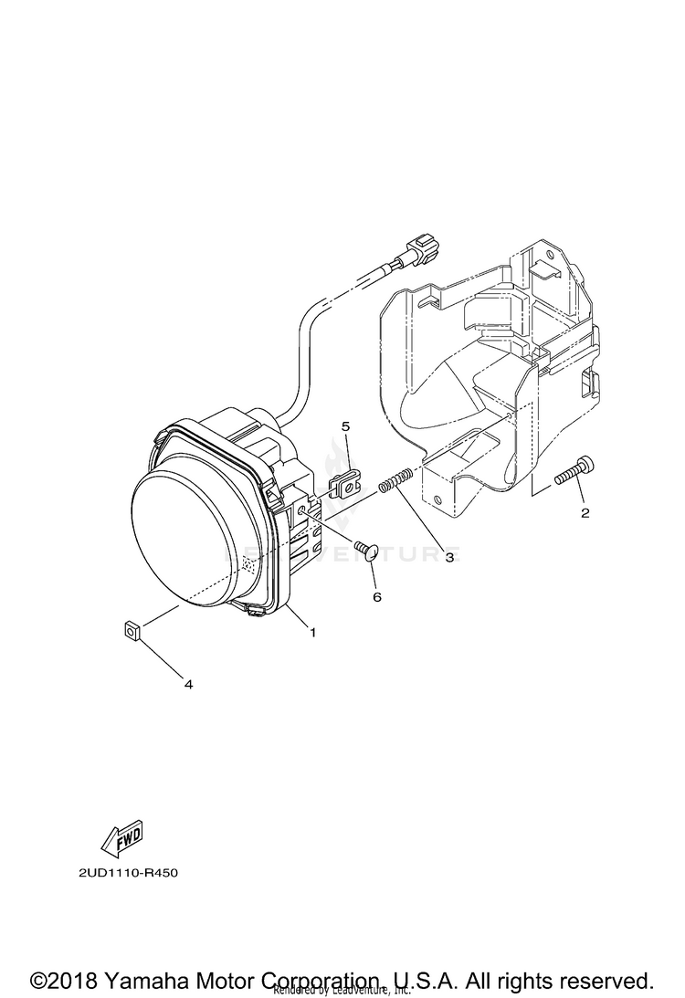 Headlight GRIZZLY EPS 4WD HUNT - YFM70GPHKH - 2019 Schematic