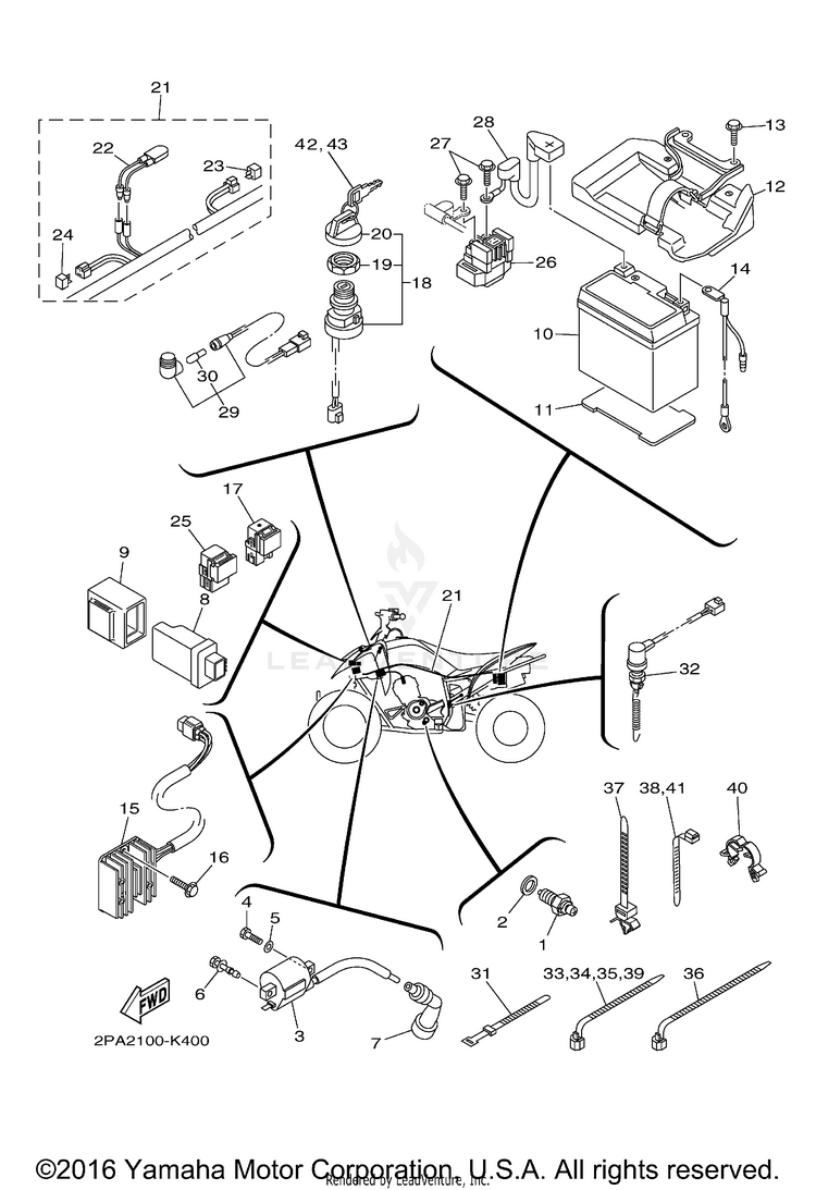 Electrical 1 RAPTOR 125 - YFM125RAL - 2011 Schematic