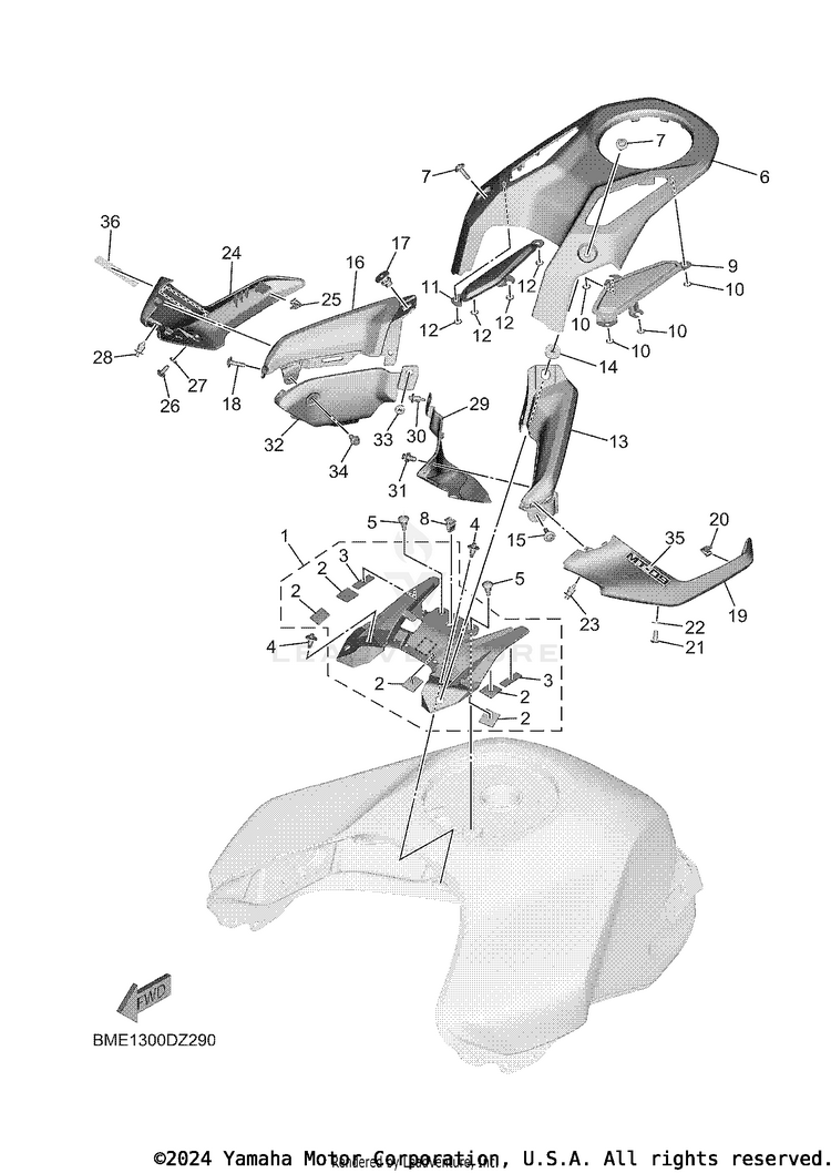 Fuel Tank 4 MT09 - MT09RCB - 2024 Schematic