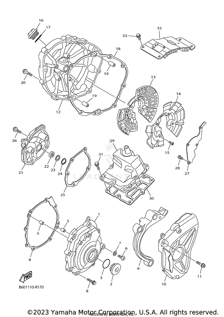Crankcase Cover 1 YZFR1S - YZFR1SGCGY - 2016 Schematic