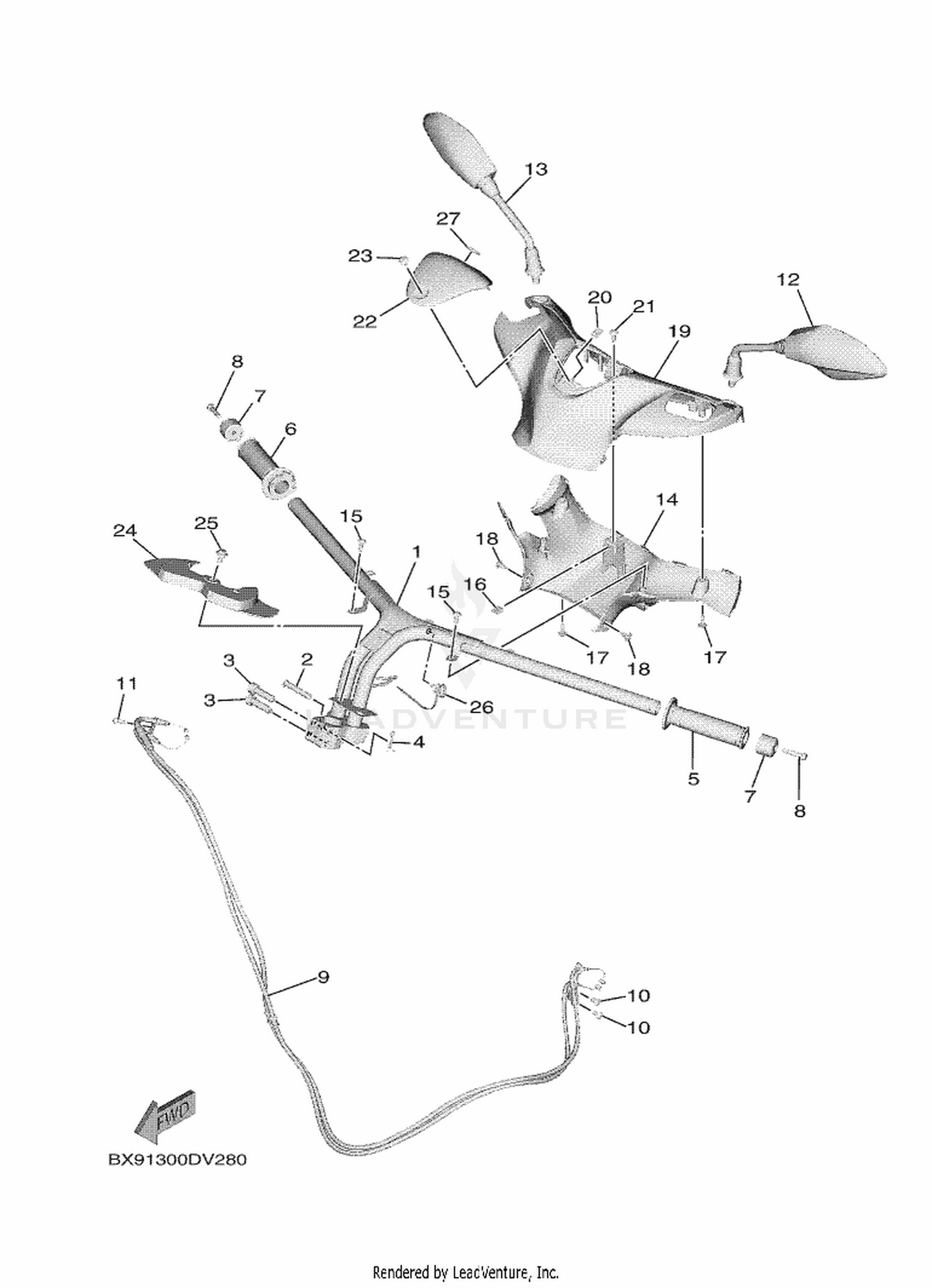 28 STEERING HANDLE  CABLE