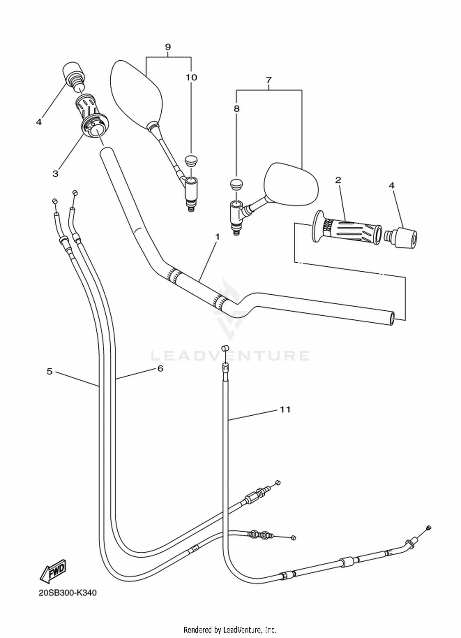 34 STEERING HANDLE  CABLE