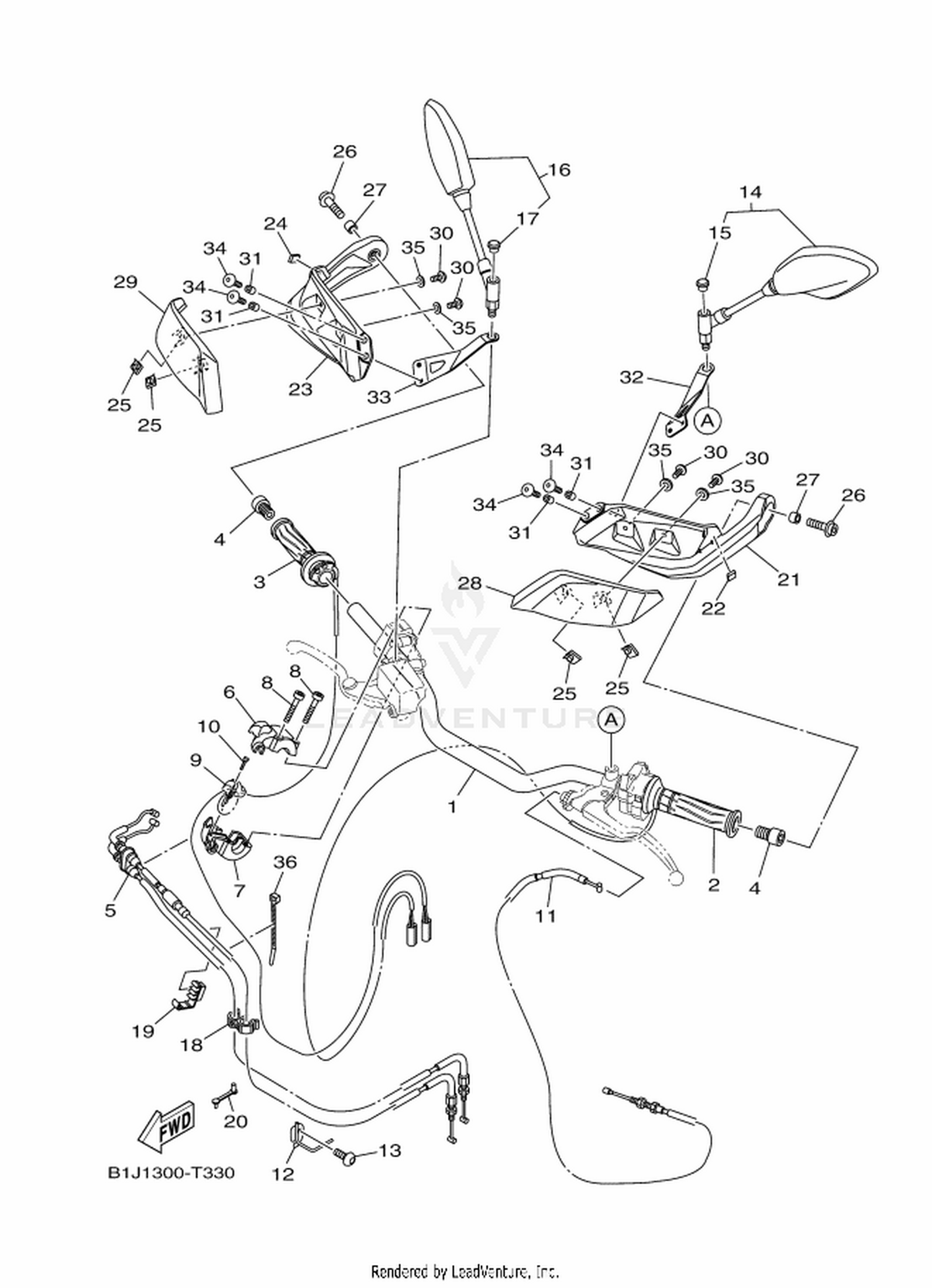 33 STEERING HANDLE  CABLE