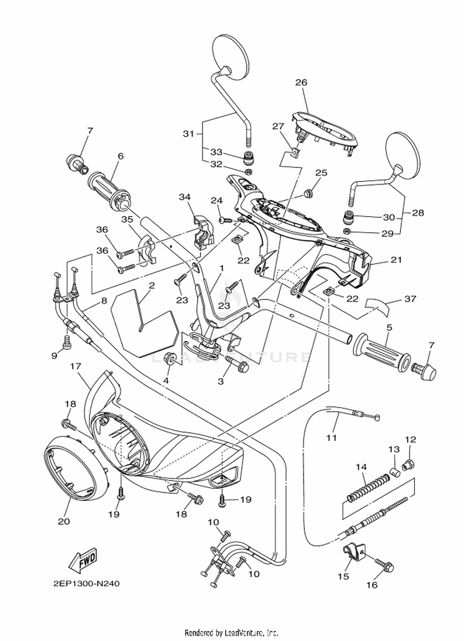 24 STEERING HANDLE  CABLE