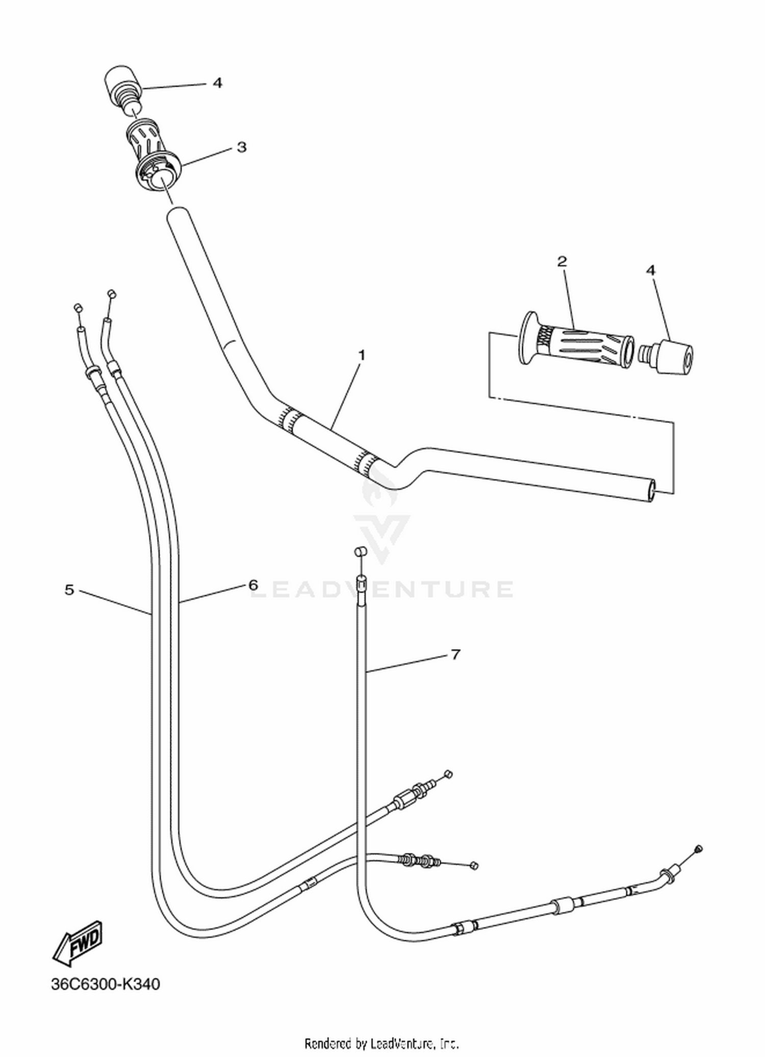 34 STEERING HANDLE  CABLE