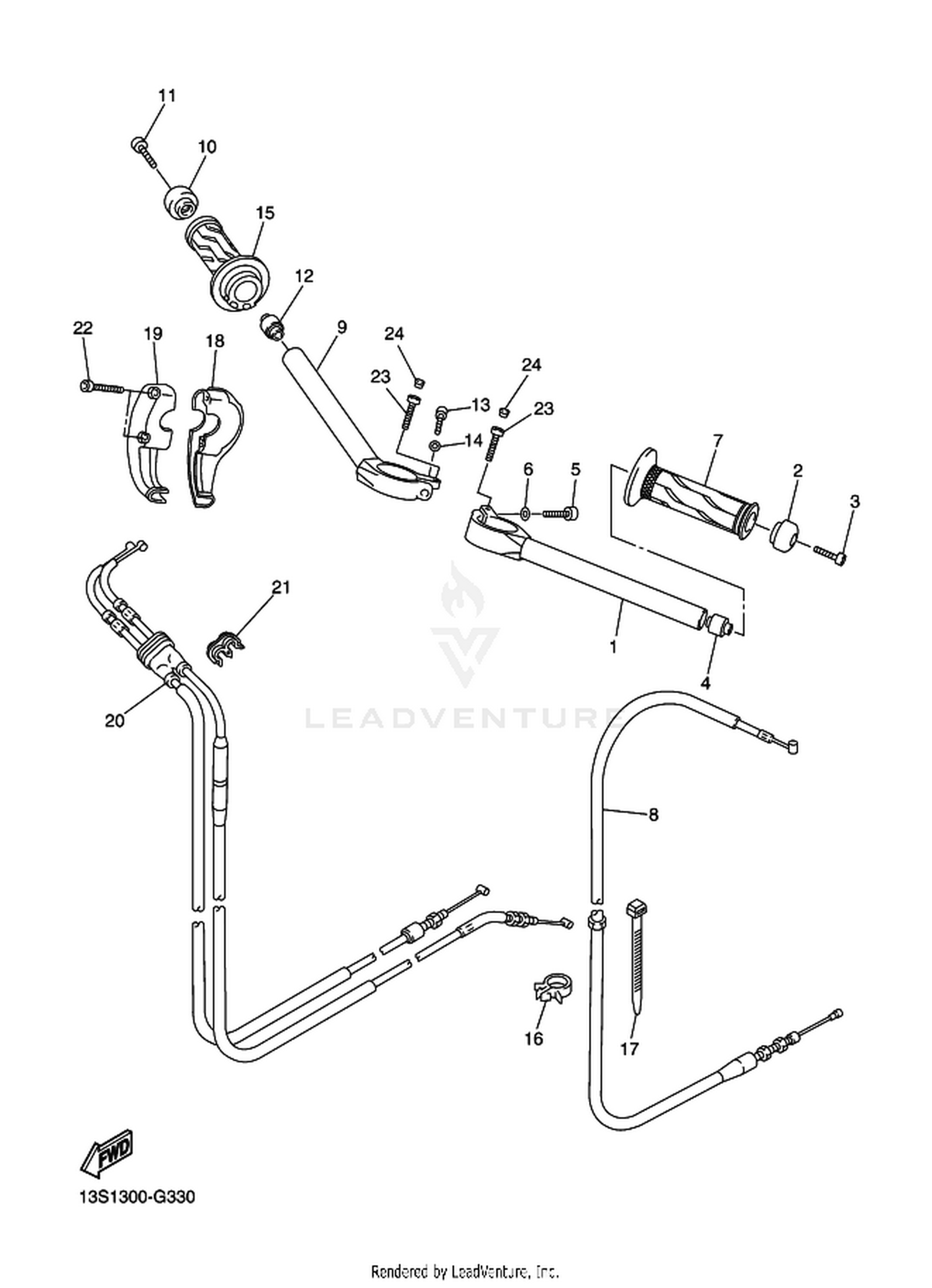 33 STEERING HANDLE  CABLE