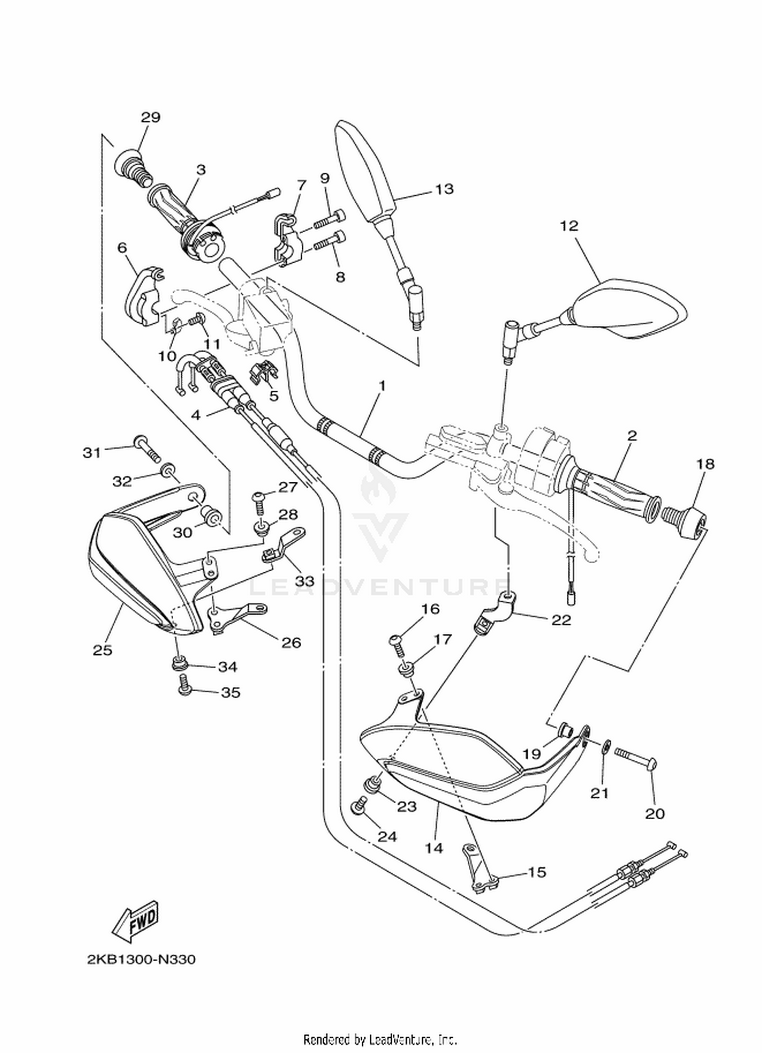 33 STEERING HANDLE  CABLE