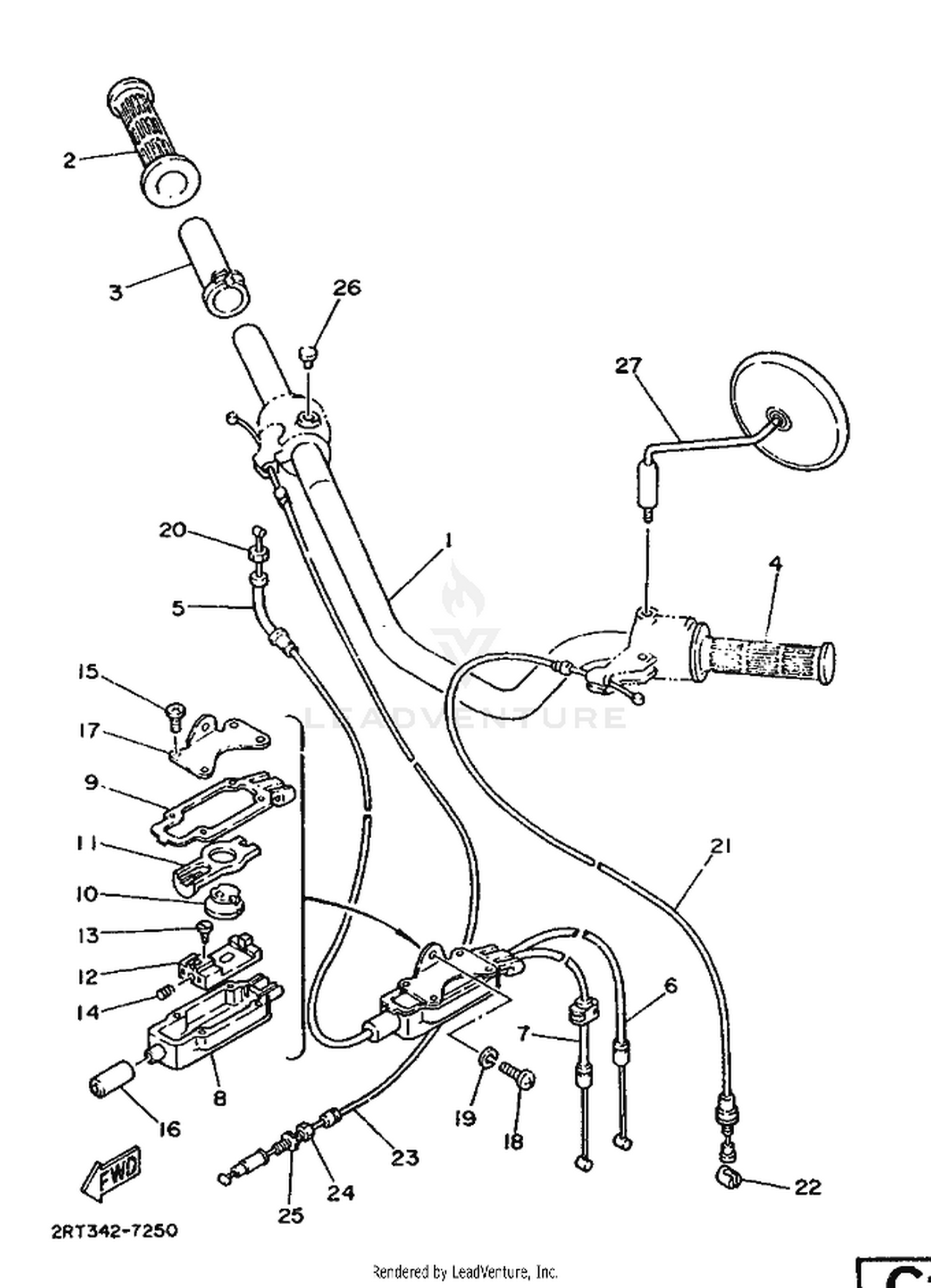 25 STEERING HANDLE  CABLE
