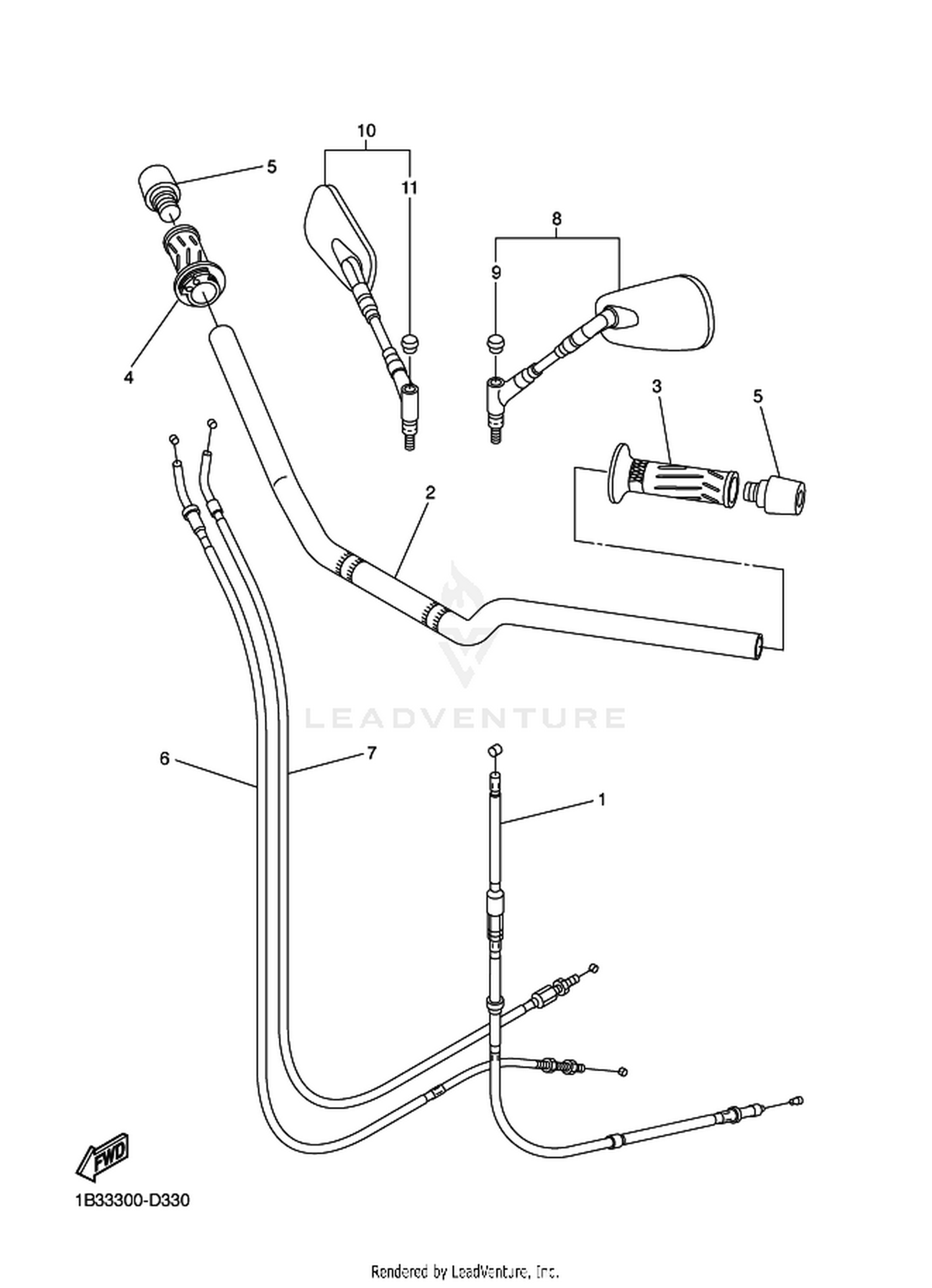 33 STEERING HANDLE  CABLE