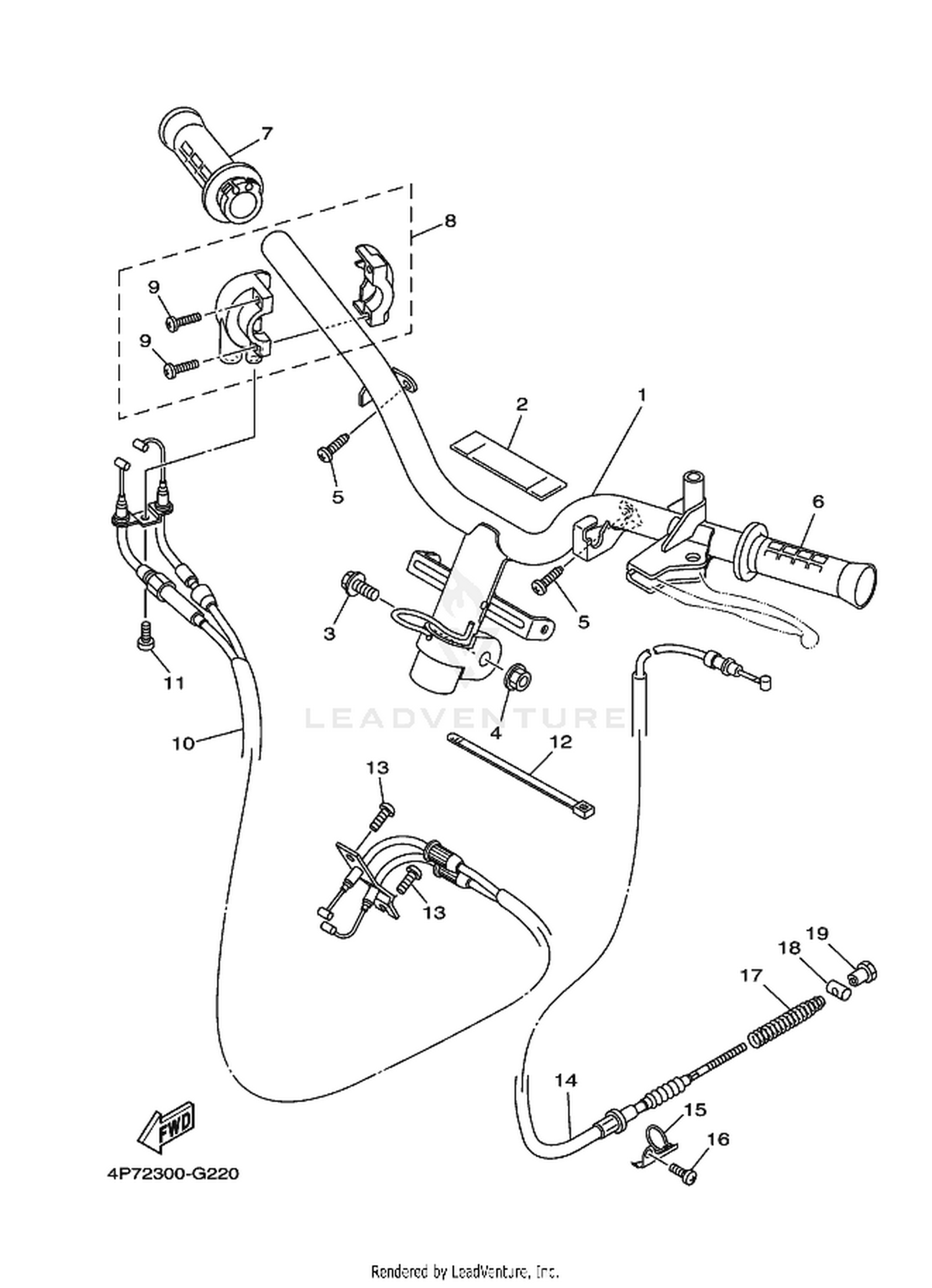22 STEERING HANDLE  CABLE