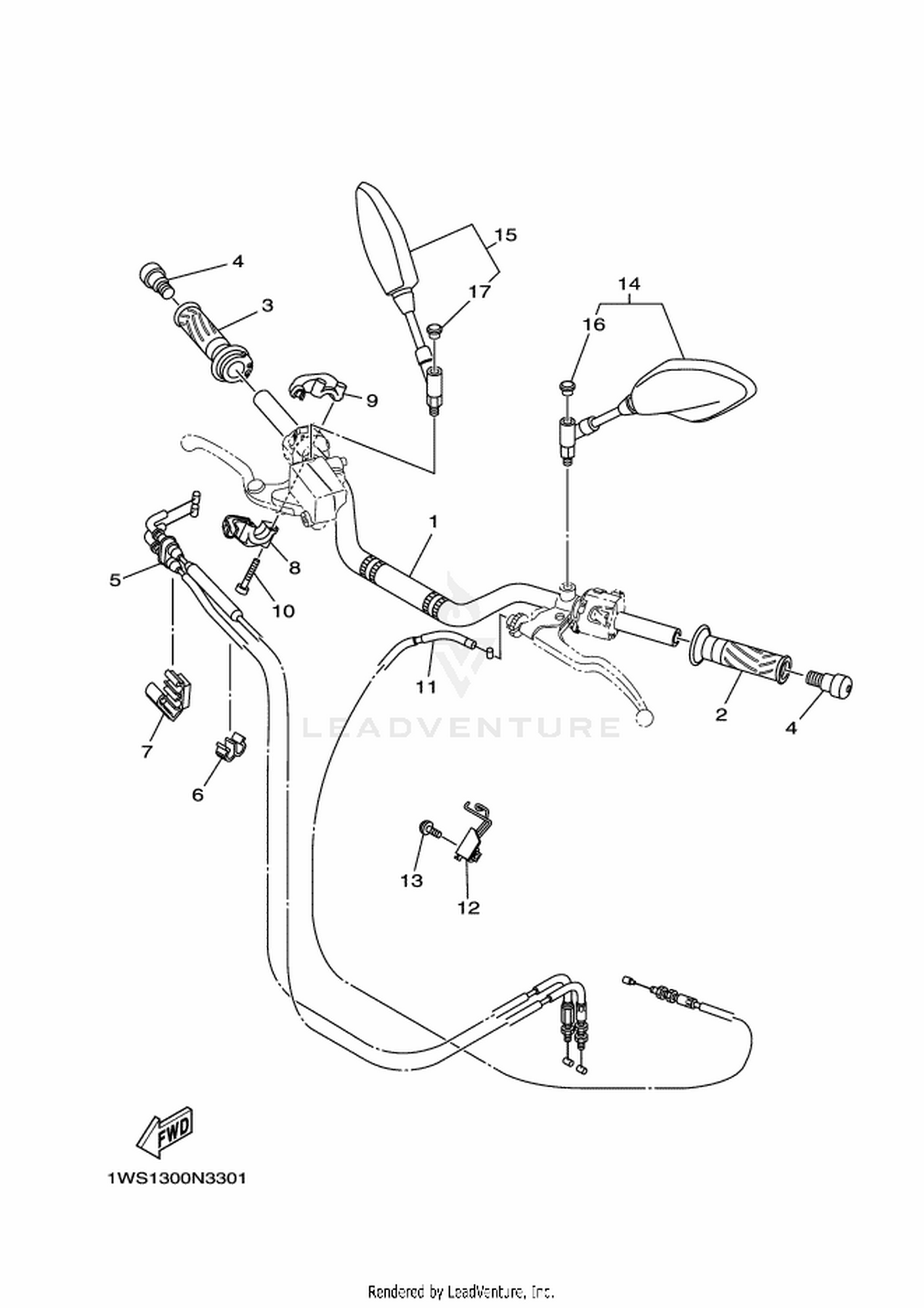 33 STEERING HANDLE  CABLE