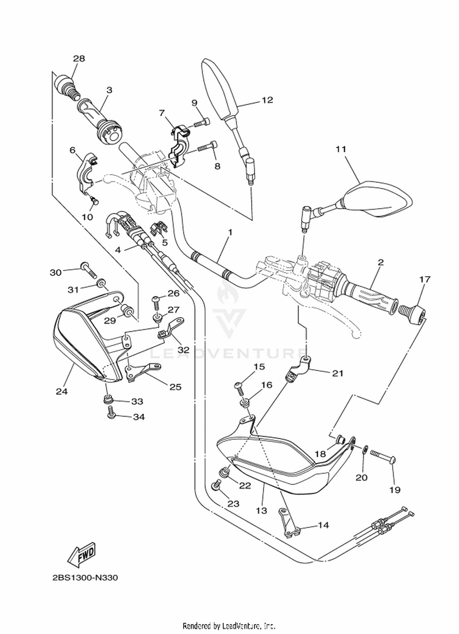 33 STEERING HANDLE  CABLE