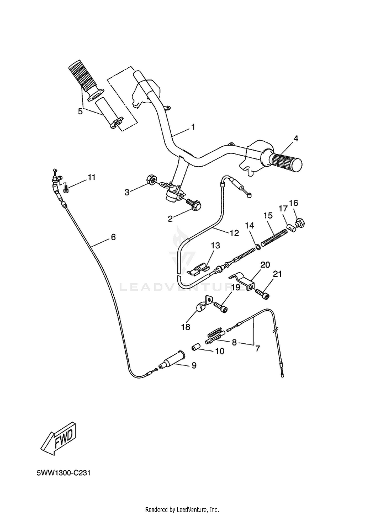 23 STEERING HANDLE  CABLE