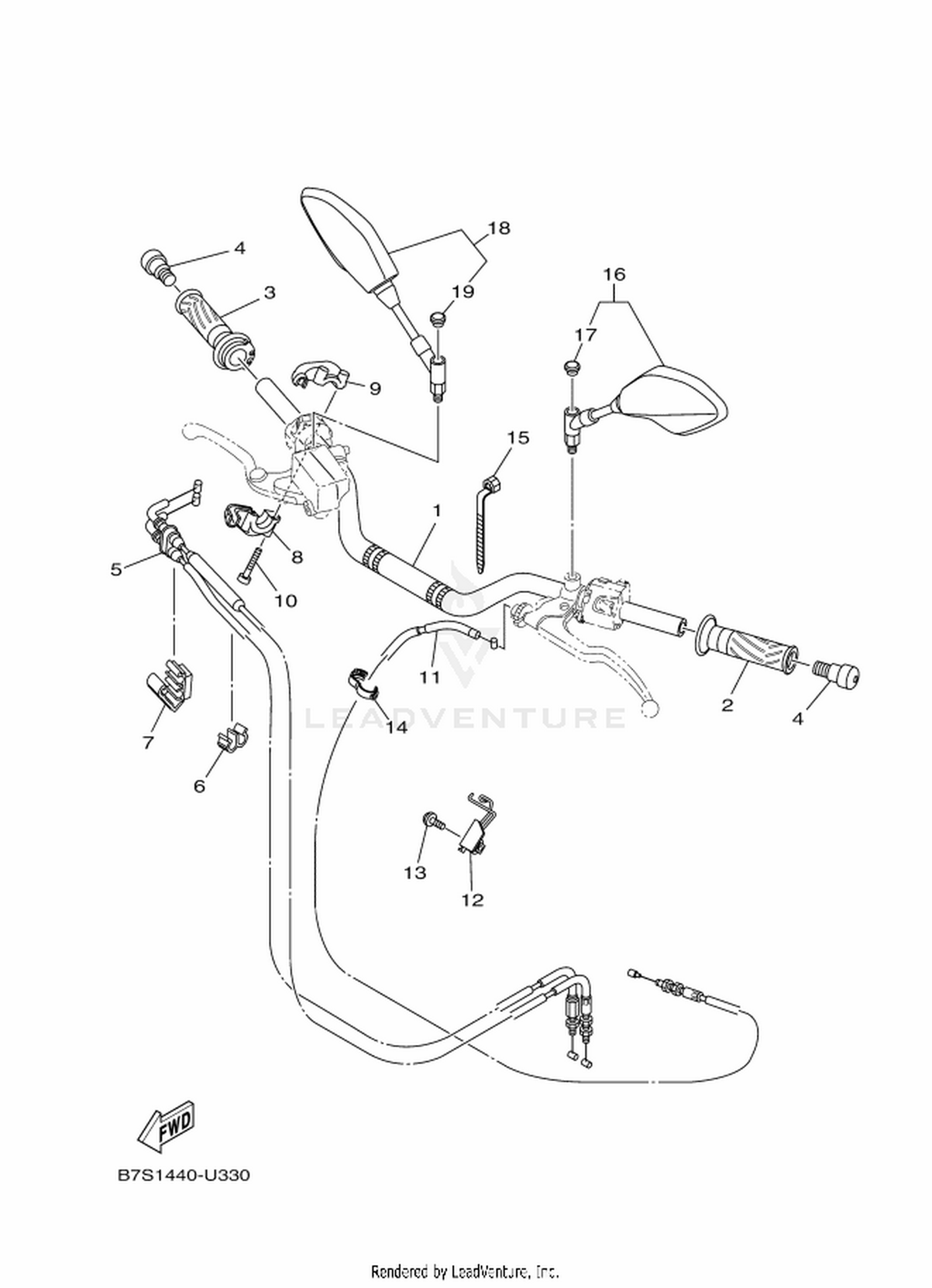 33 STEERING HANDLE  CABLE