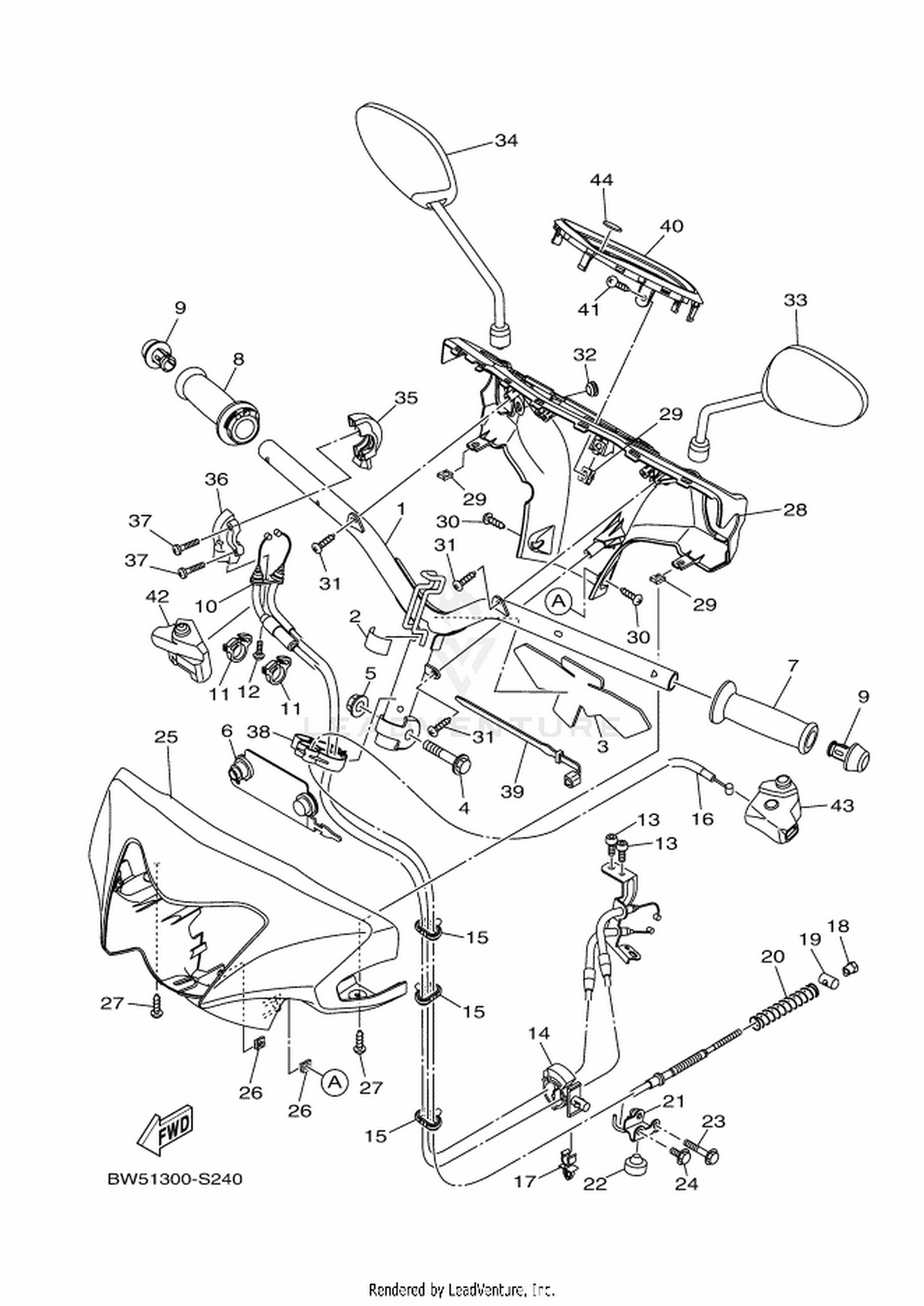 24 STEERING HANDLE  CABLE