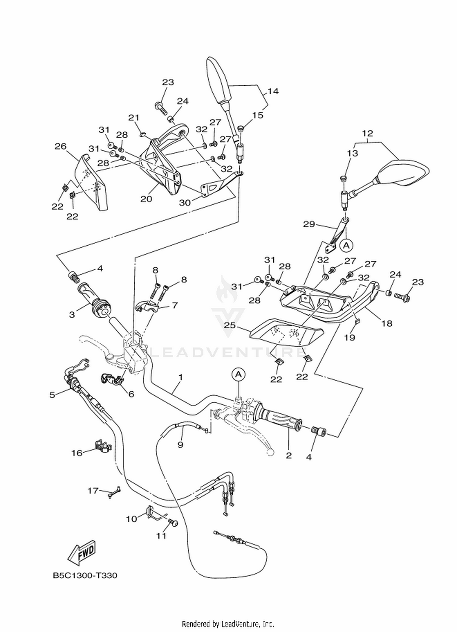 33 STEERING HANDLE  CABLE