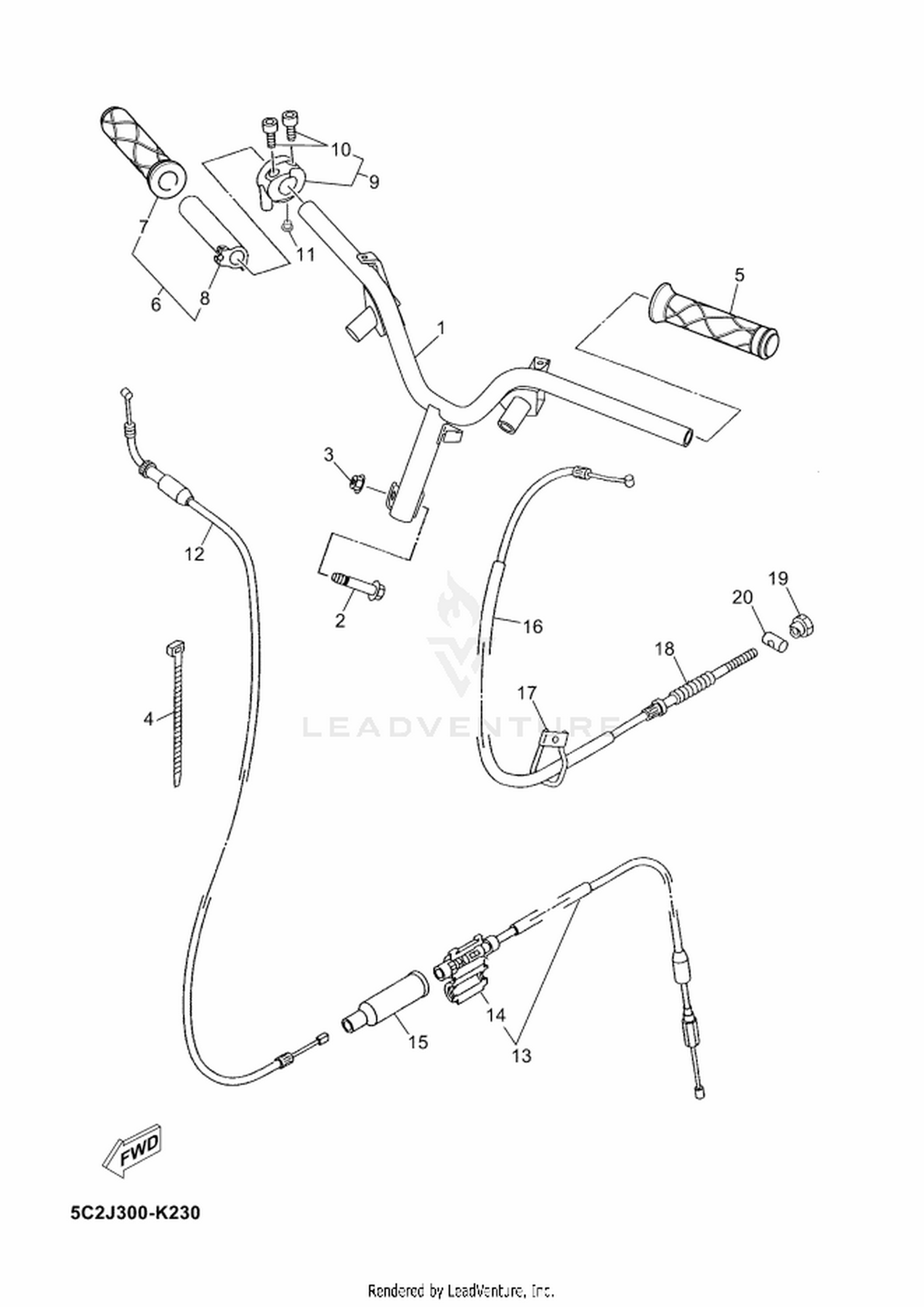 23 STEERING HANDLE  CABLE