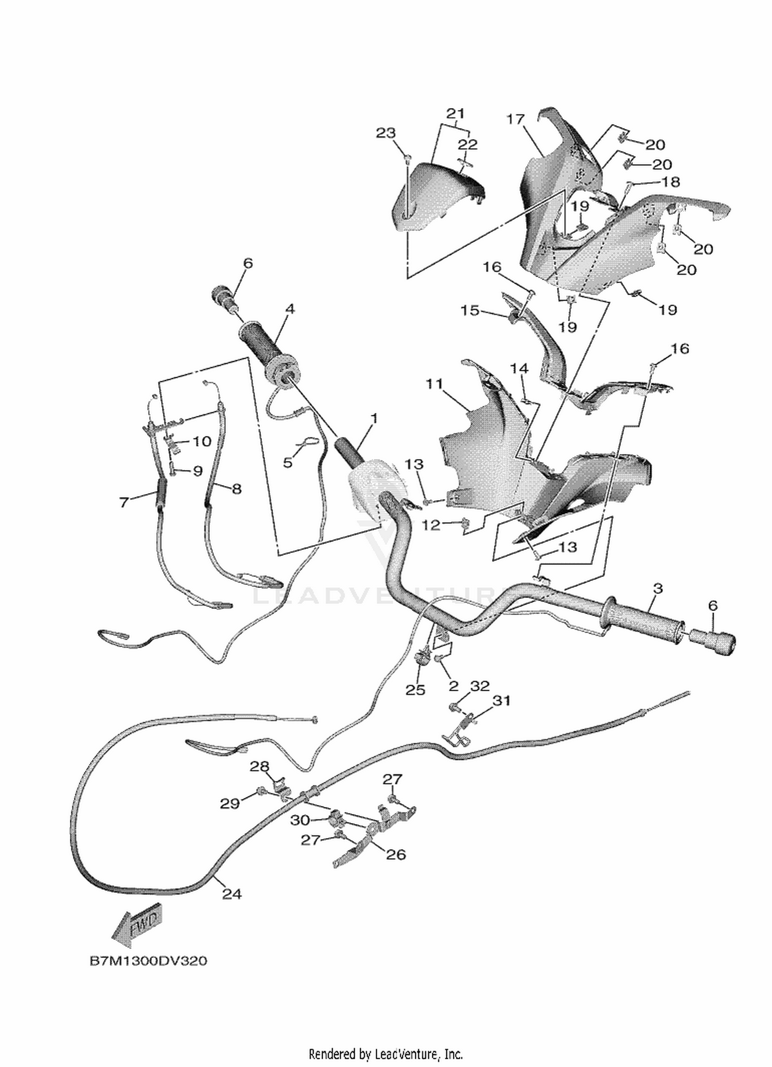 32 STEERING HANDLE  CABLE