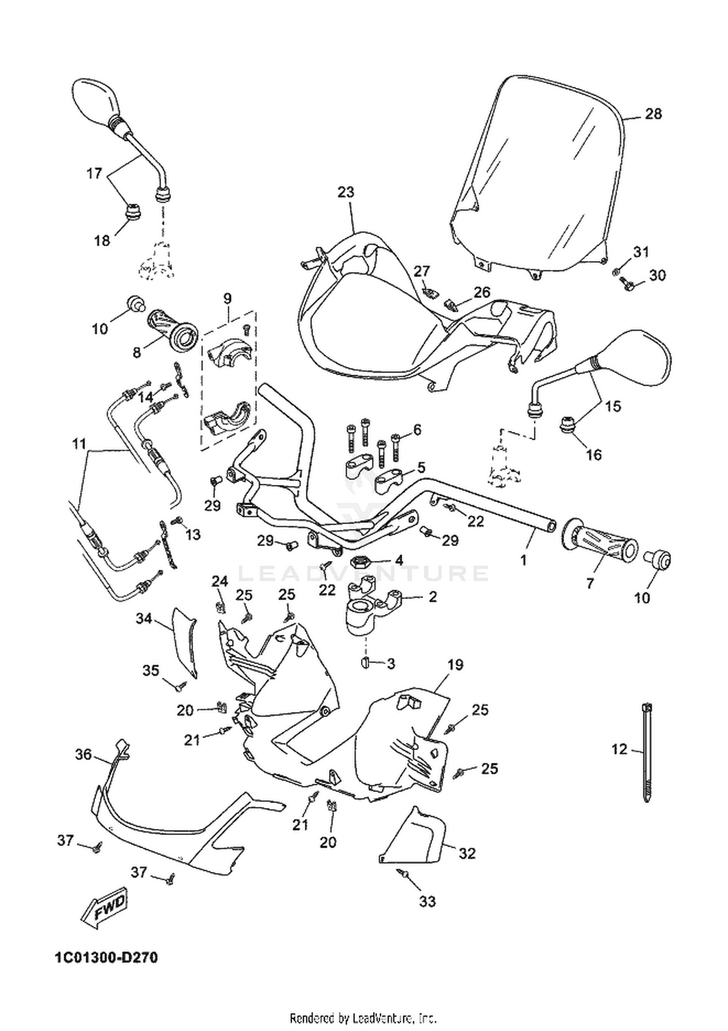 27 STEERING HANDLE  CABLE