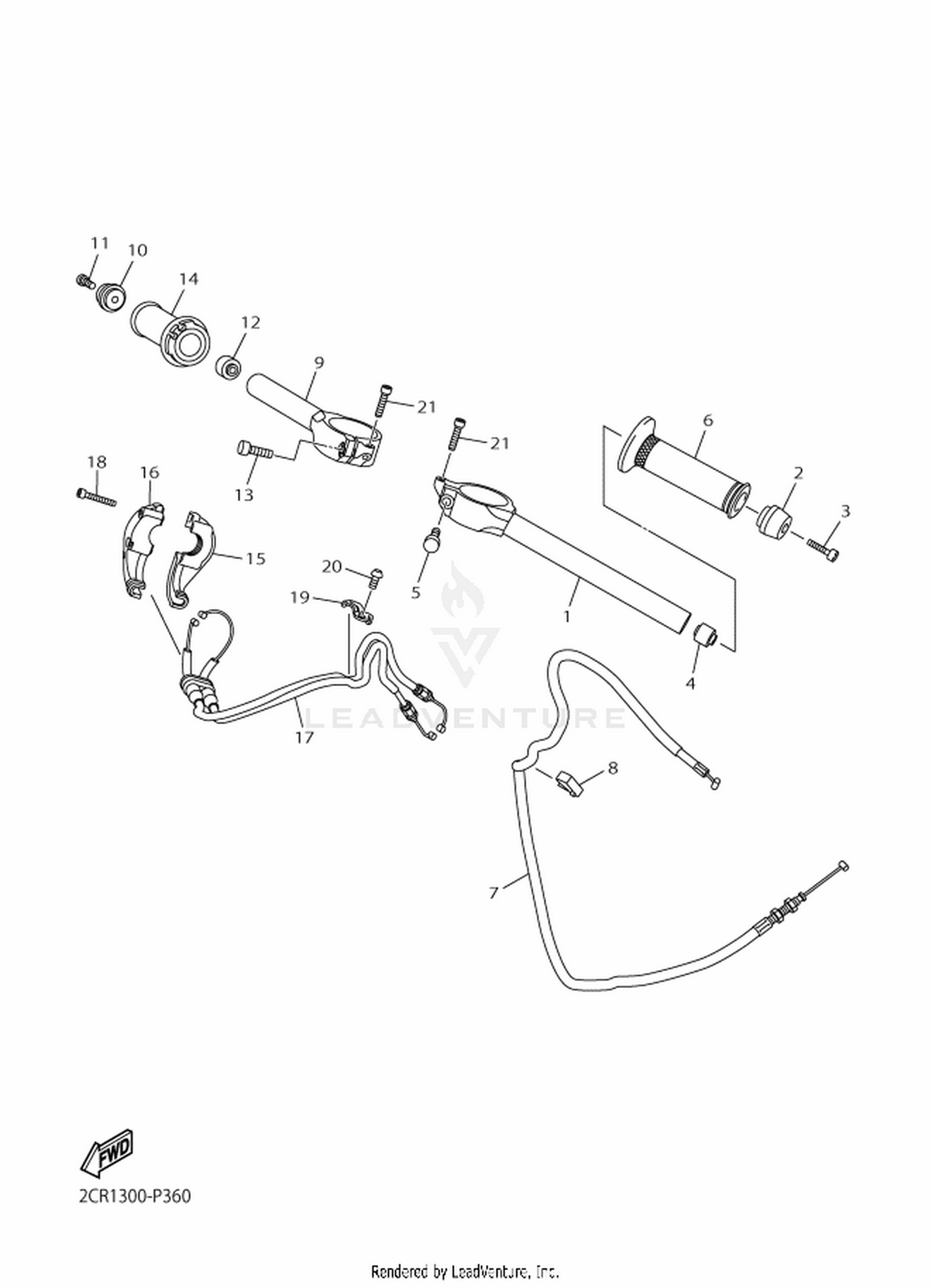 36 STEERING HANDLE  CABLE