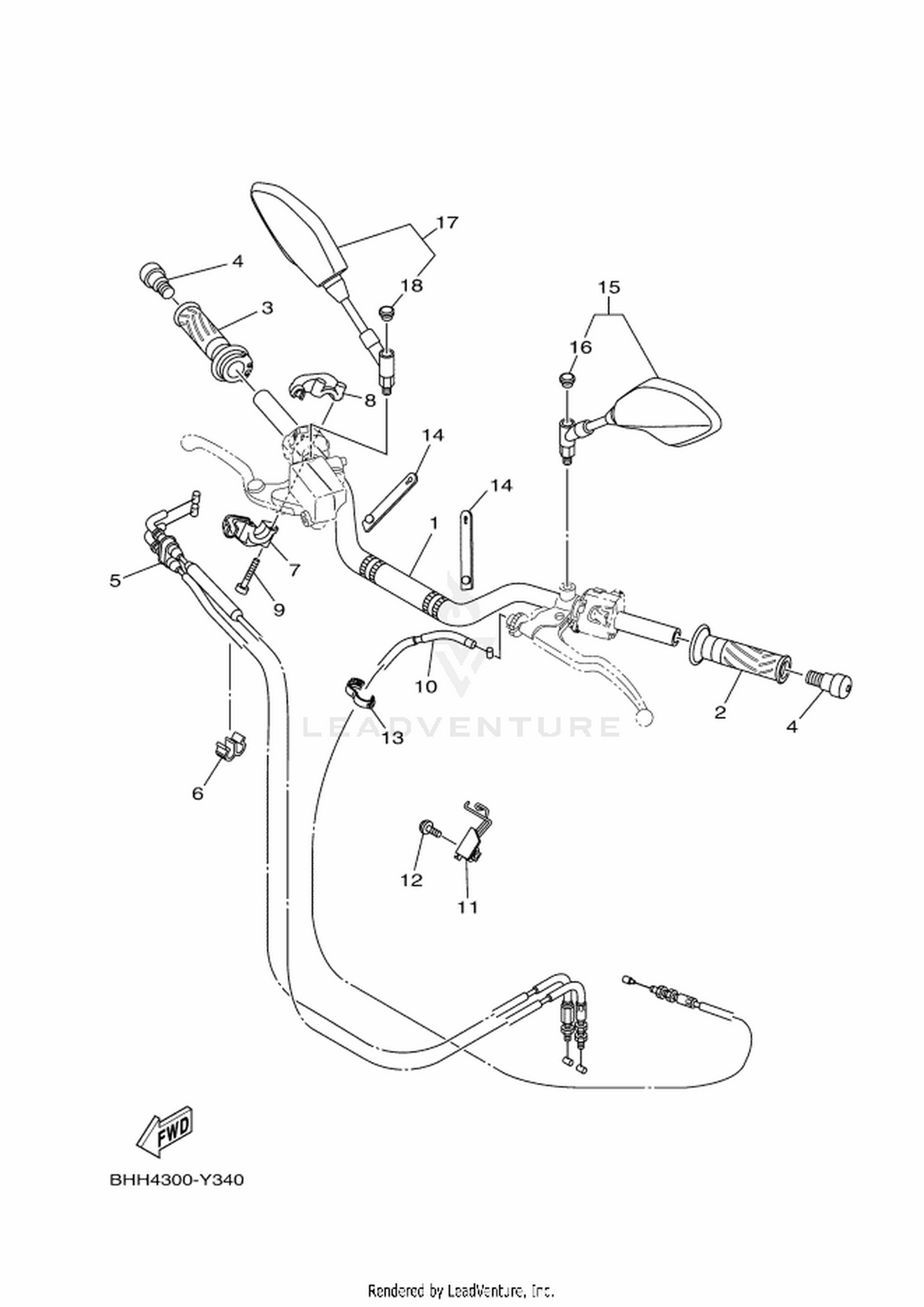 34 STEERING HANDLE & CABLE