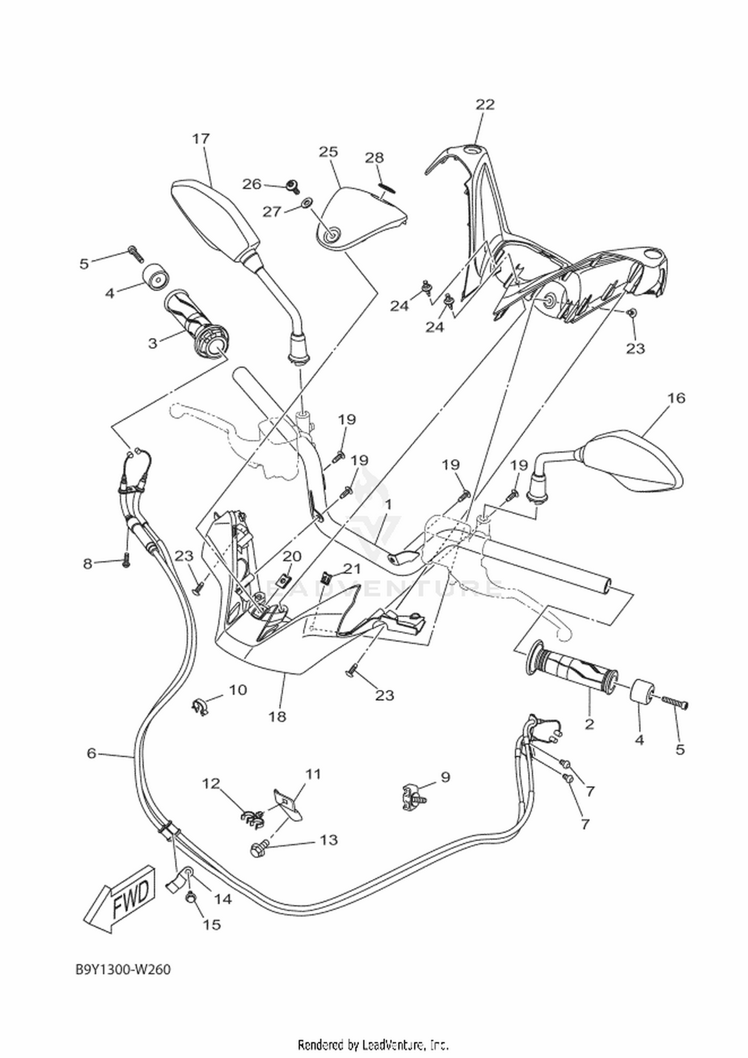 27 STEERING HANDLE & CABLE