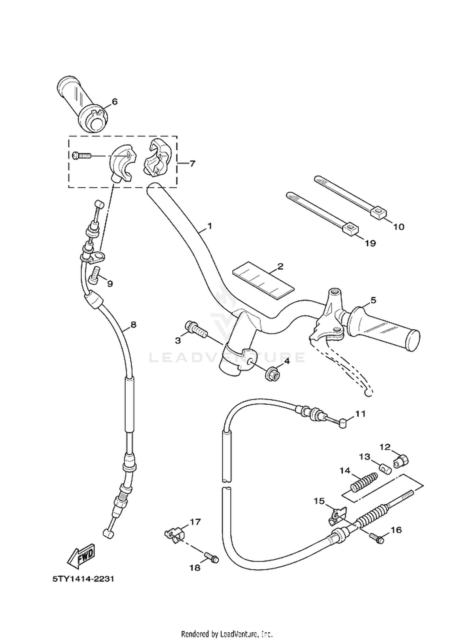 23 STEERING HANDLE  CABLE