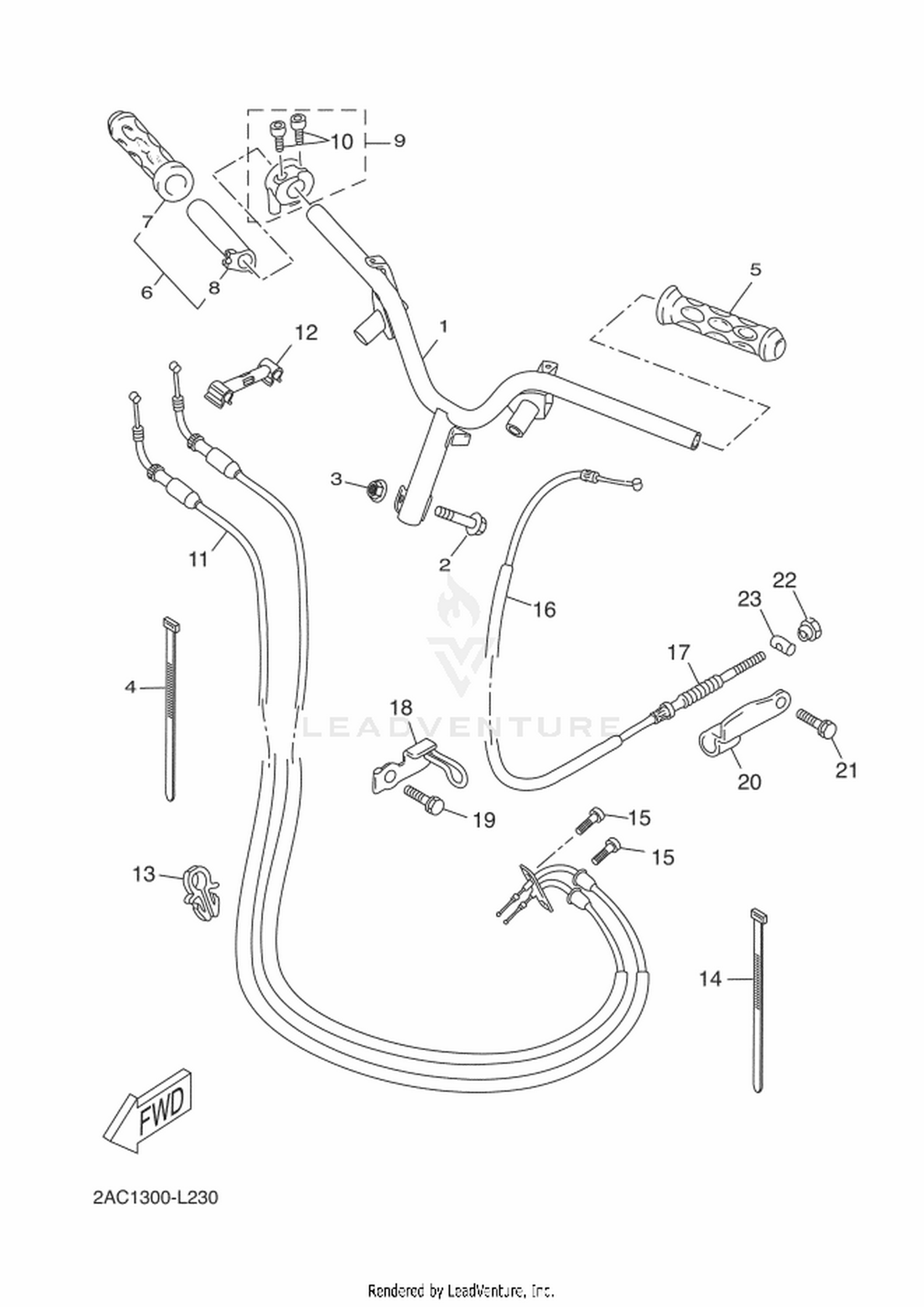 23 STEERING HANDLE  CABLE