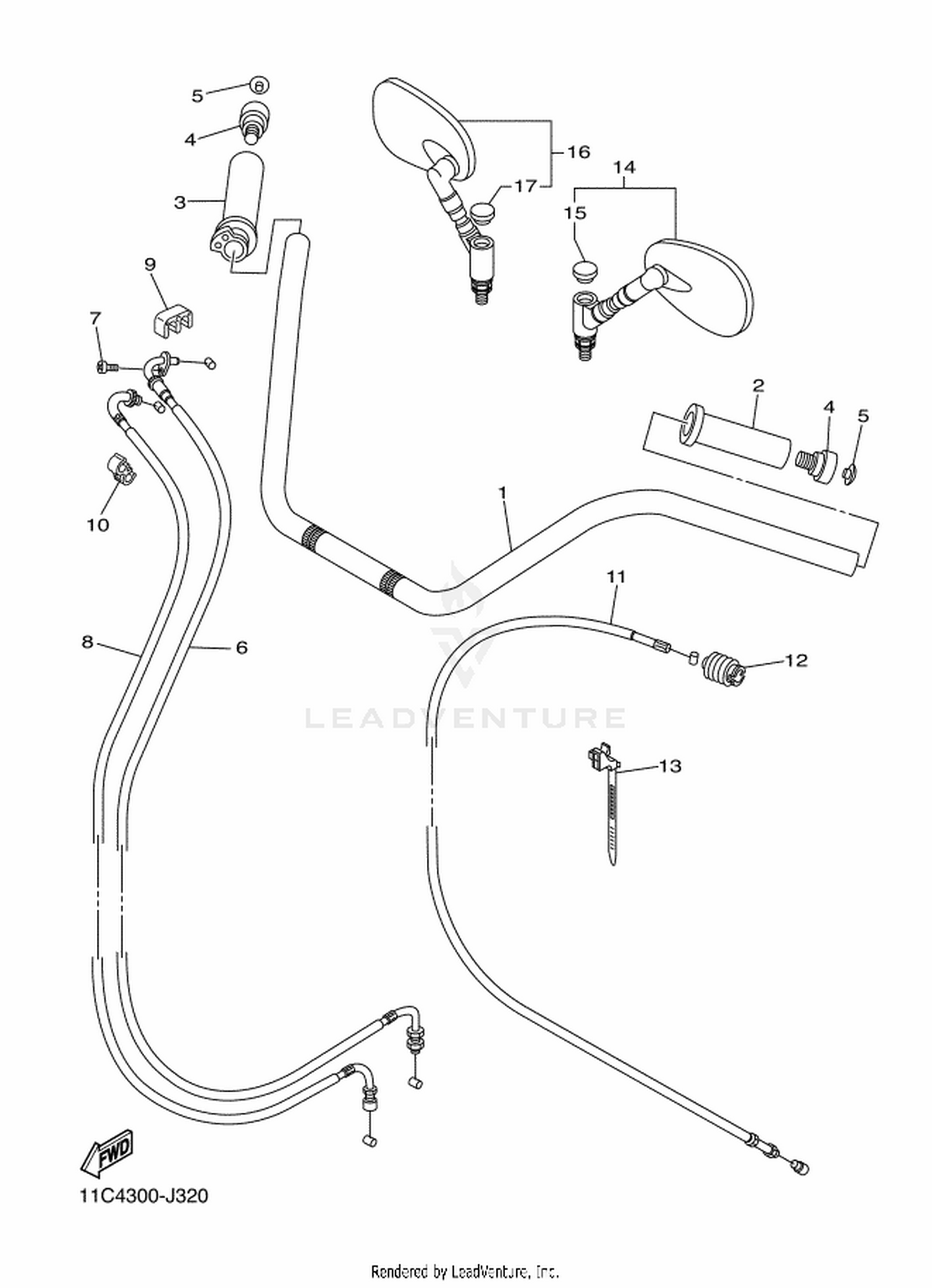 32 STEERING HANDLE  CABLE