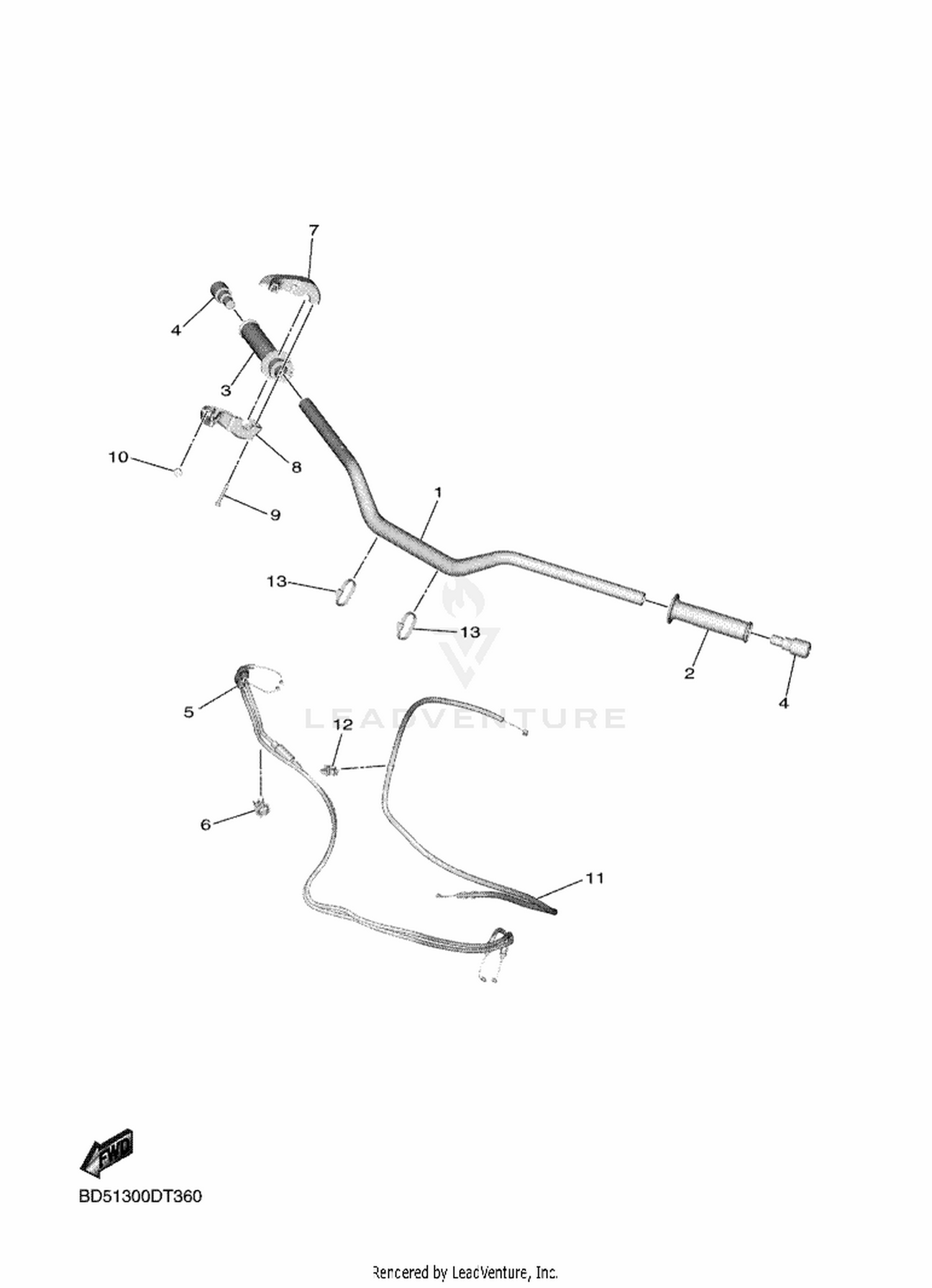 36 STEERING HANDLE  CABLE