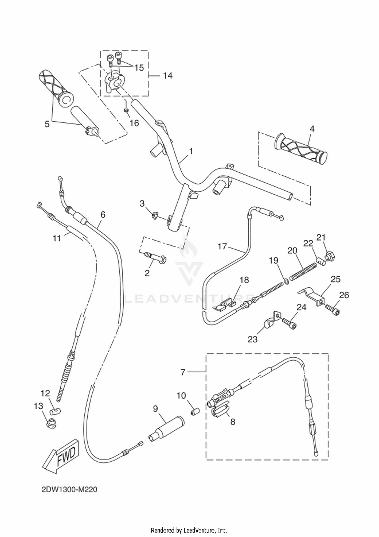 22 STEERING HANDLE  CABLE