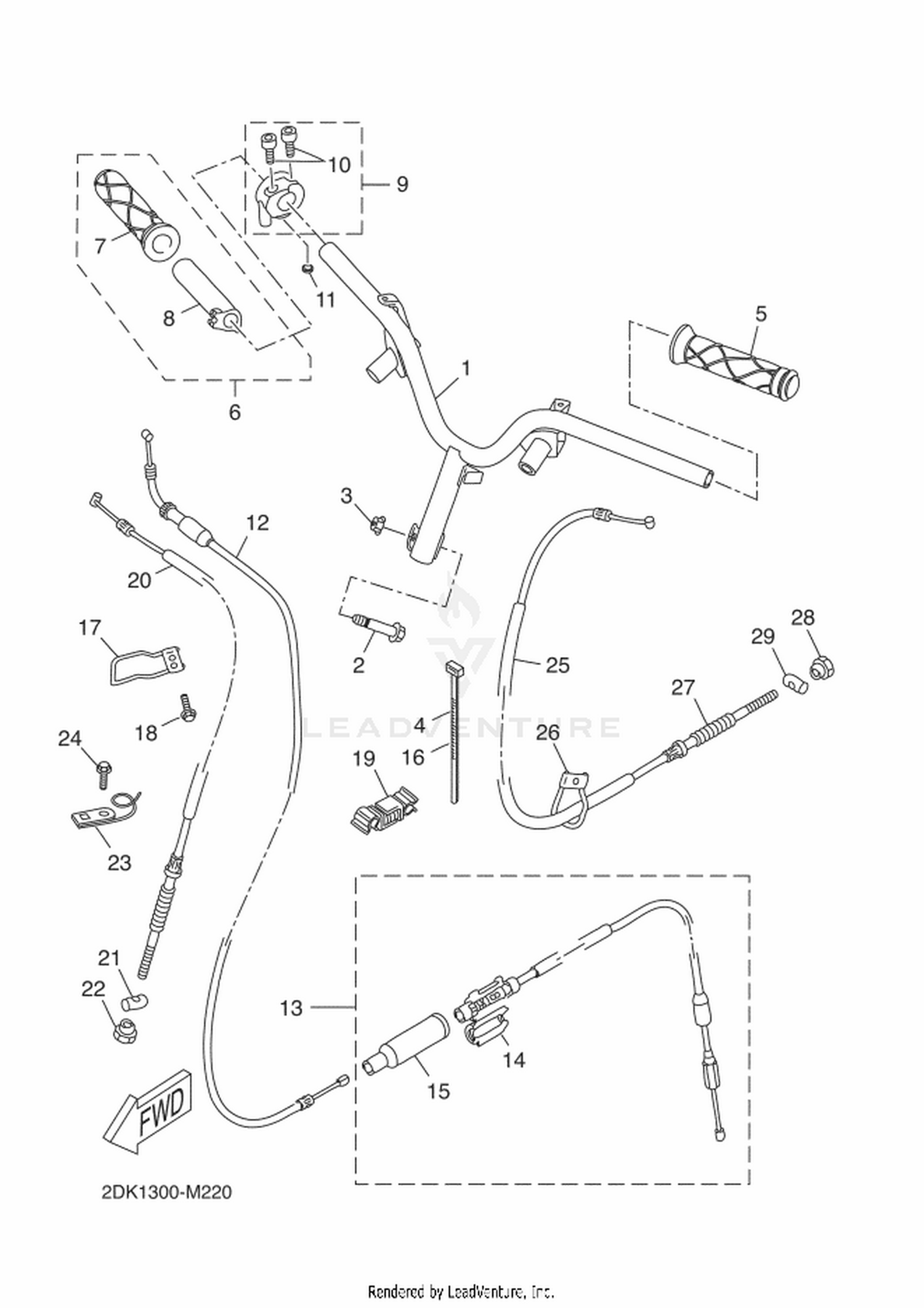 22 STEERING HANDLE  CABLE