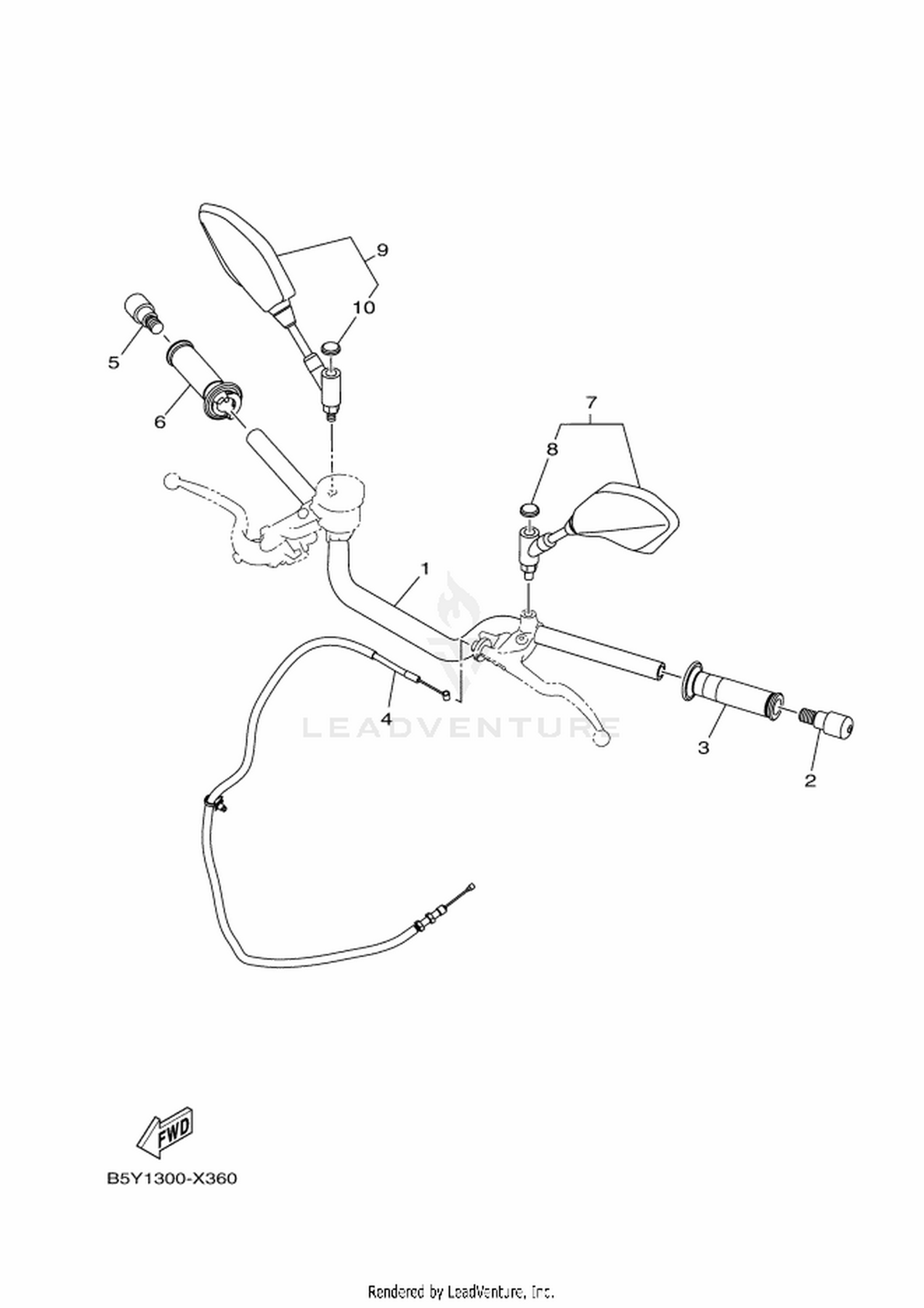 36 STEERING HANDLE  CABLE