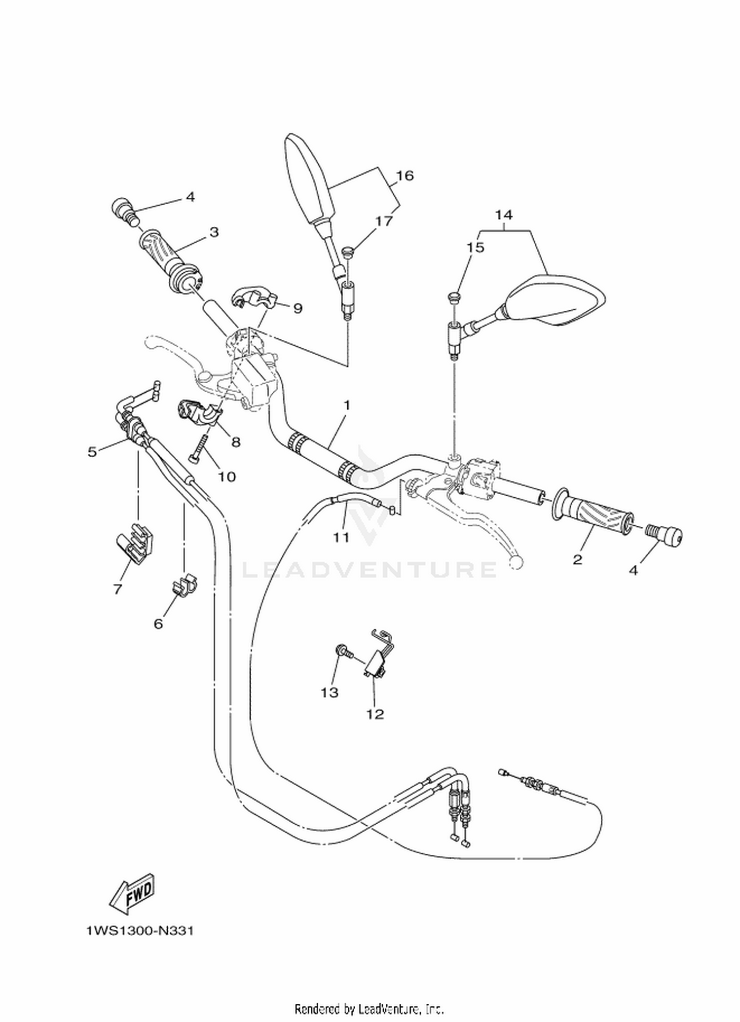 33 STEERING HANDLE  CABLE