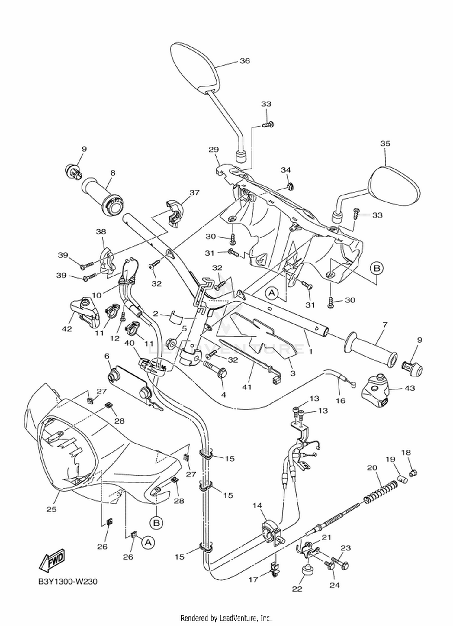 23 STEERING HANDLE  CABLE