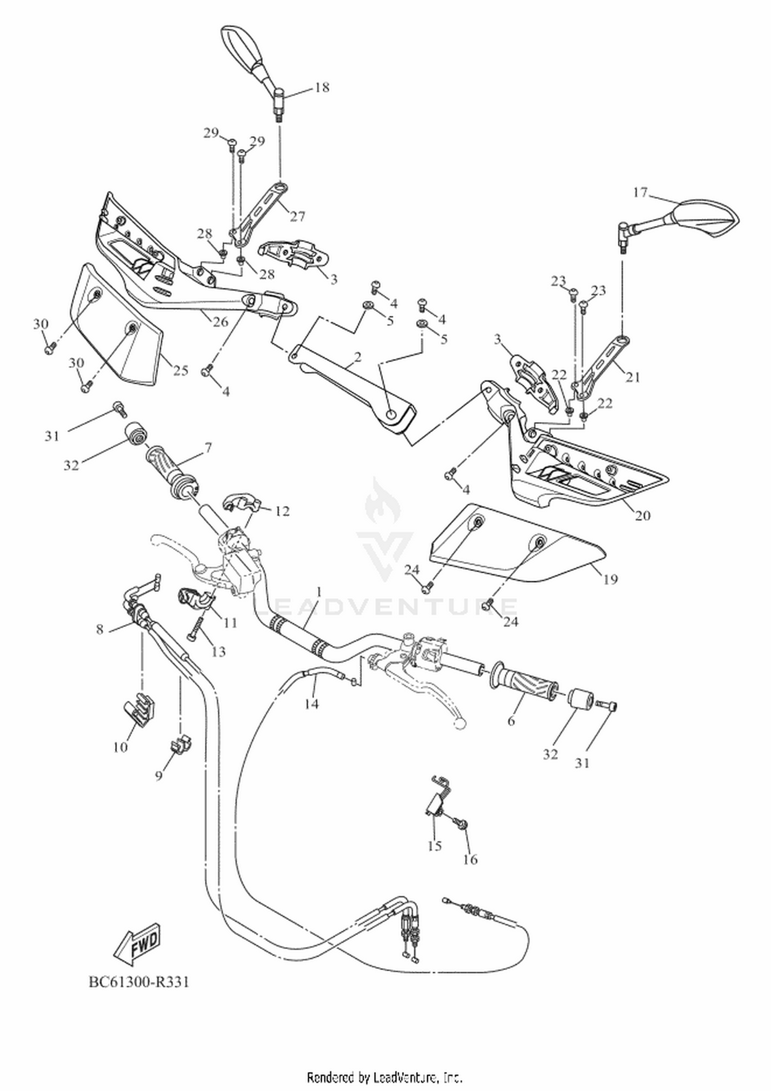 33 STEERING HANDLE  CABLE